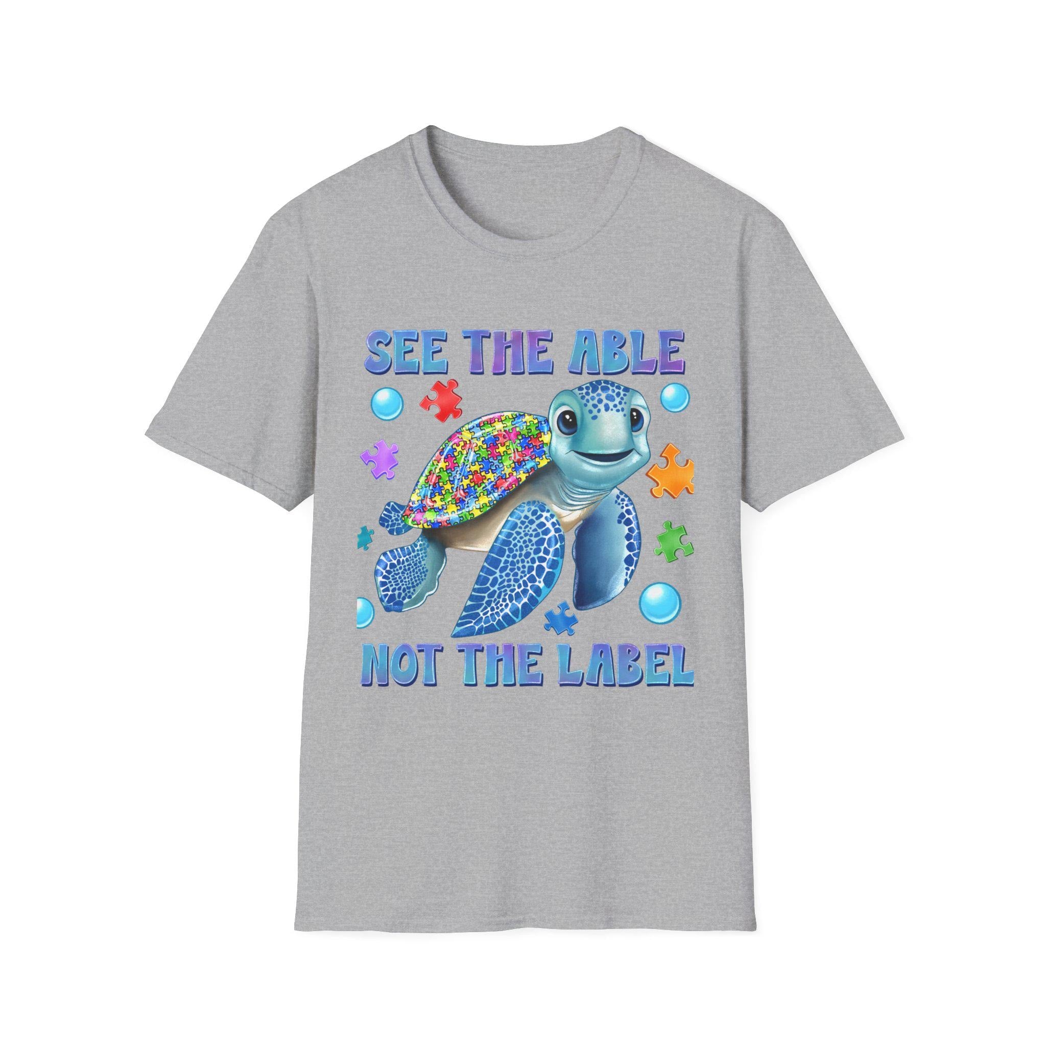 See The Able Not The Label Turtle T-Shirt | Autism Awareness Puzzle Design