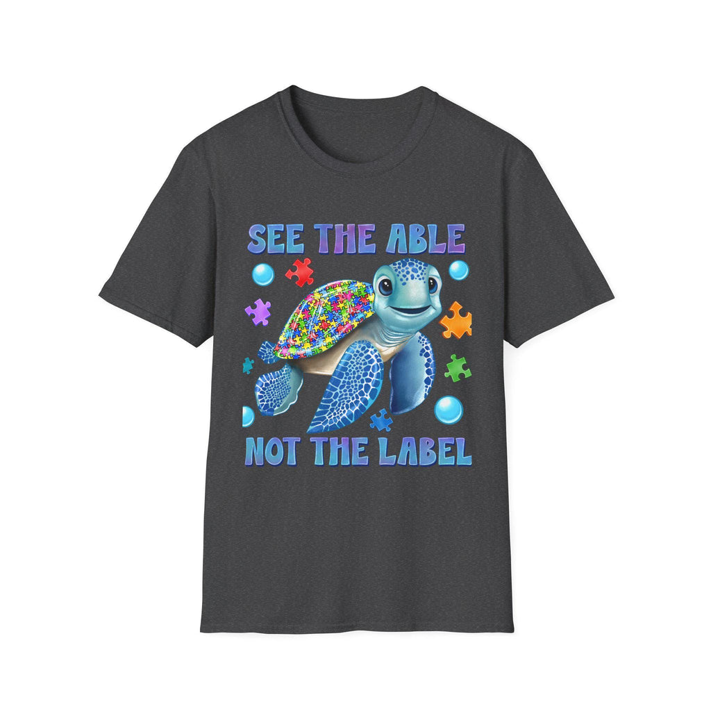 See The Able Not The Label Turtle T-Shirt | Autism Awareness Puzzle Design