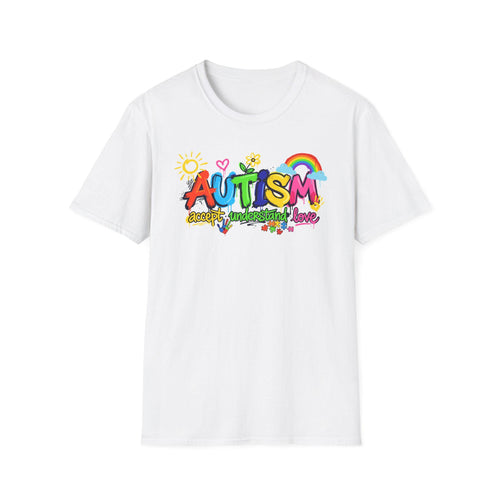 Autism Awareness colorful text T-Shirt | rainbow puzzle heart design