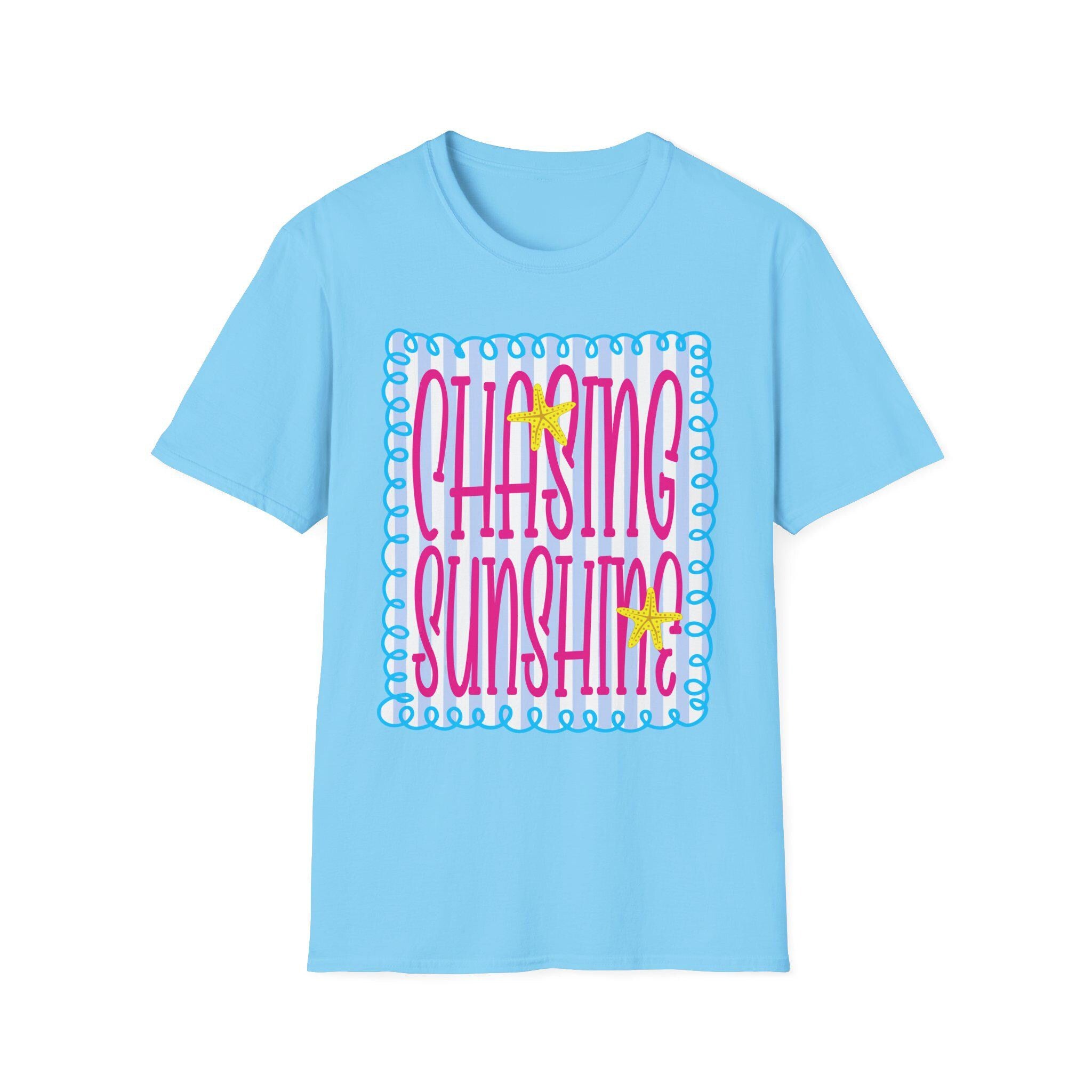 Chasing Sunshine T-Shirt | Retro Script, Beach Vibes, Bright Colors