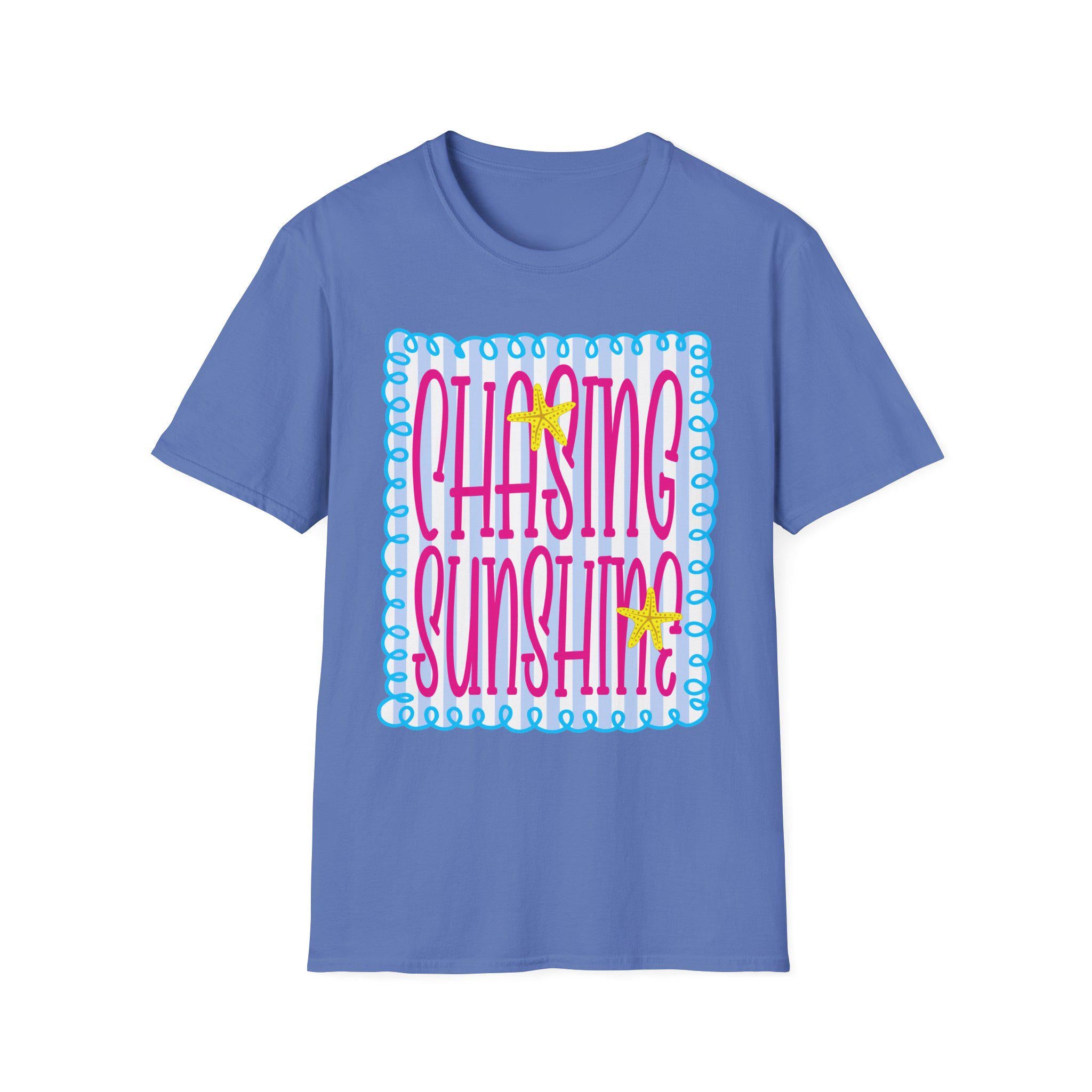 Chasing Sunshine T-Shirt | Retro Script, Beach Vibes, Bright Colors