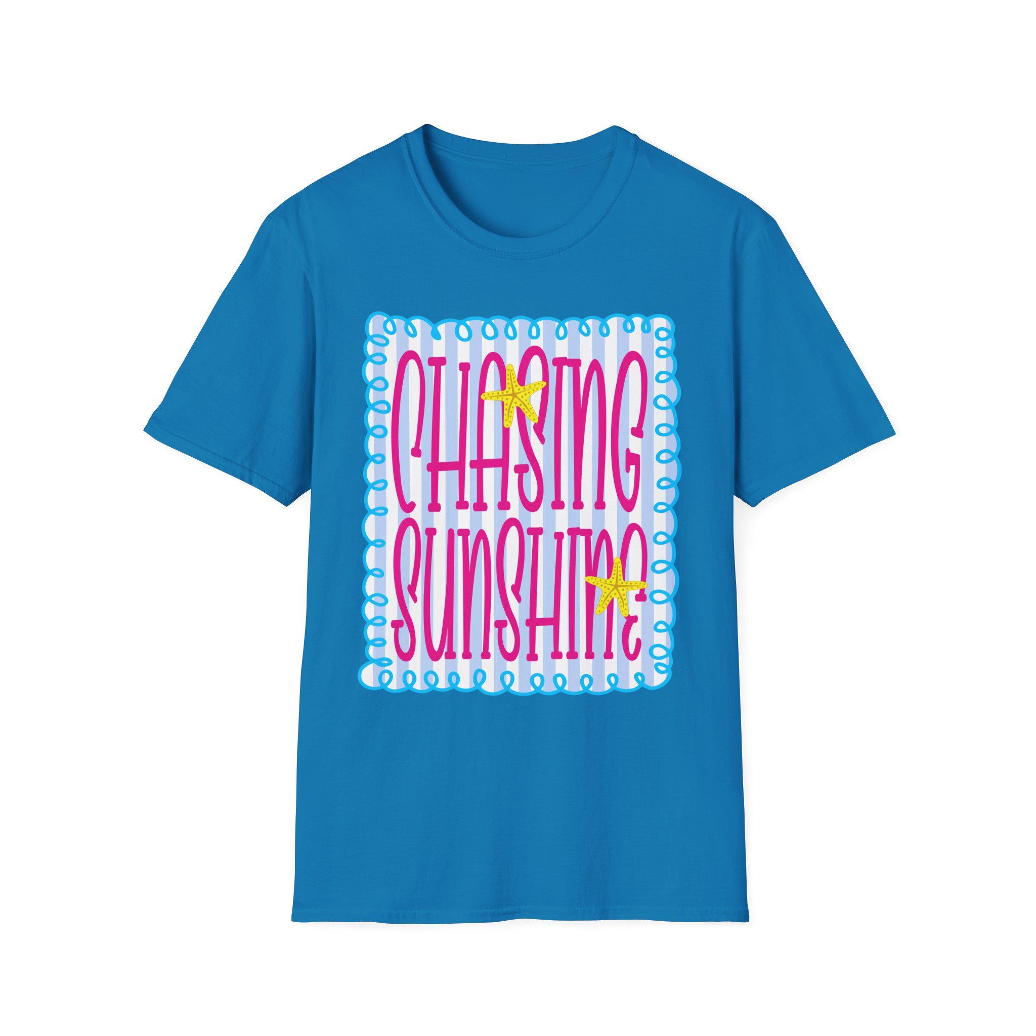 Chasing Sunshine T-Shirt | Retro Script, Beach Vibes, Bright Colors