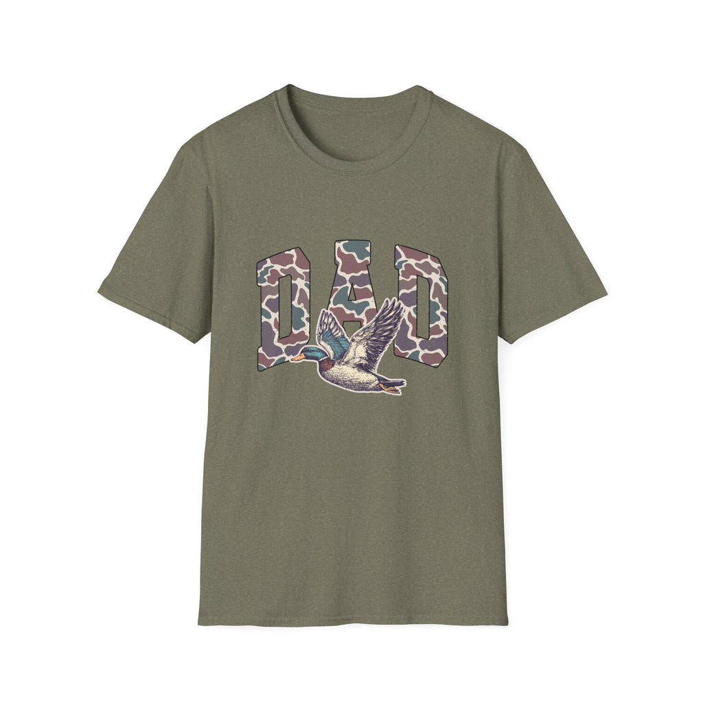 Camo DAD Letters with Flying Duck T-Shirt | Hunting Dad Tee