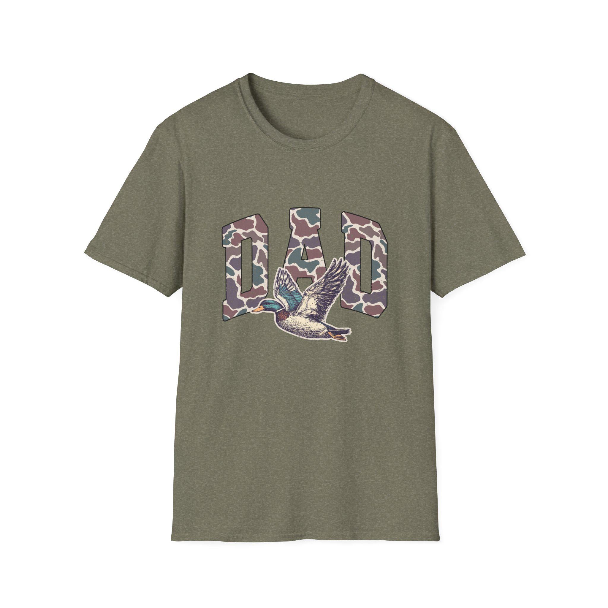 Camo DAD Letters with Flying Duck T-Shirt | Hunting Dad Tee