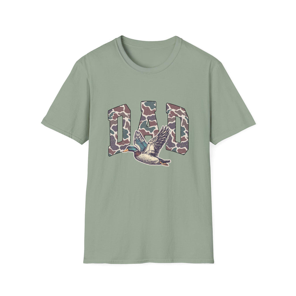 Camo DAD Letters with Flying Duck T-Shirt | Hunting Dad Tee