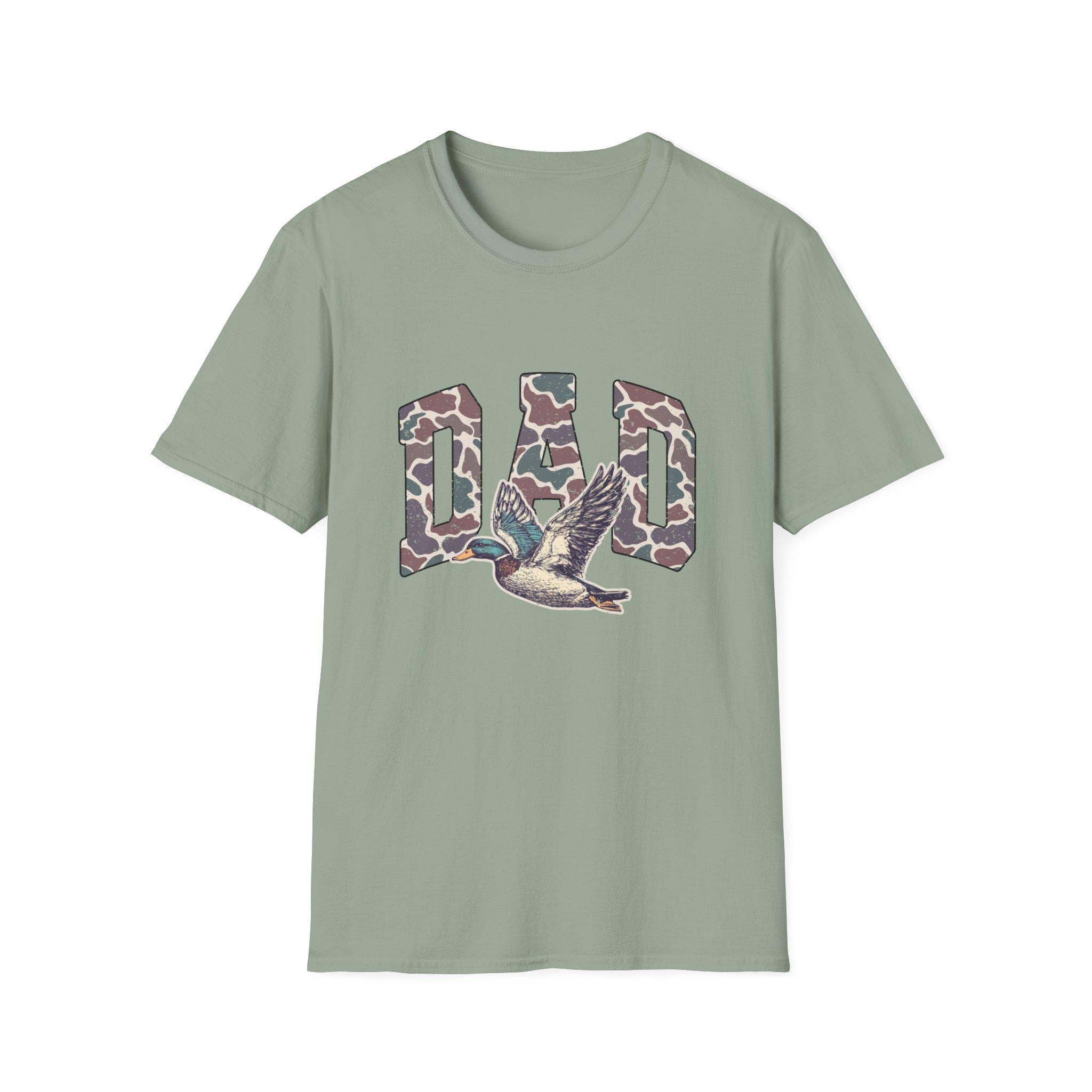 Camo DAD Letters with Flying Duck T-Shirt | Hunting Dad Tee