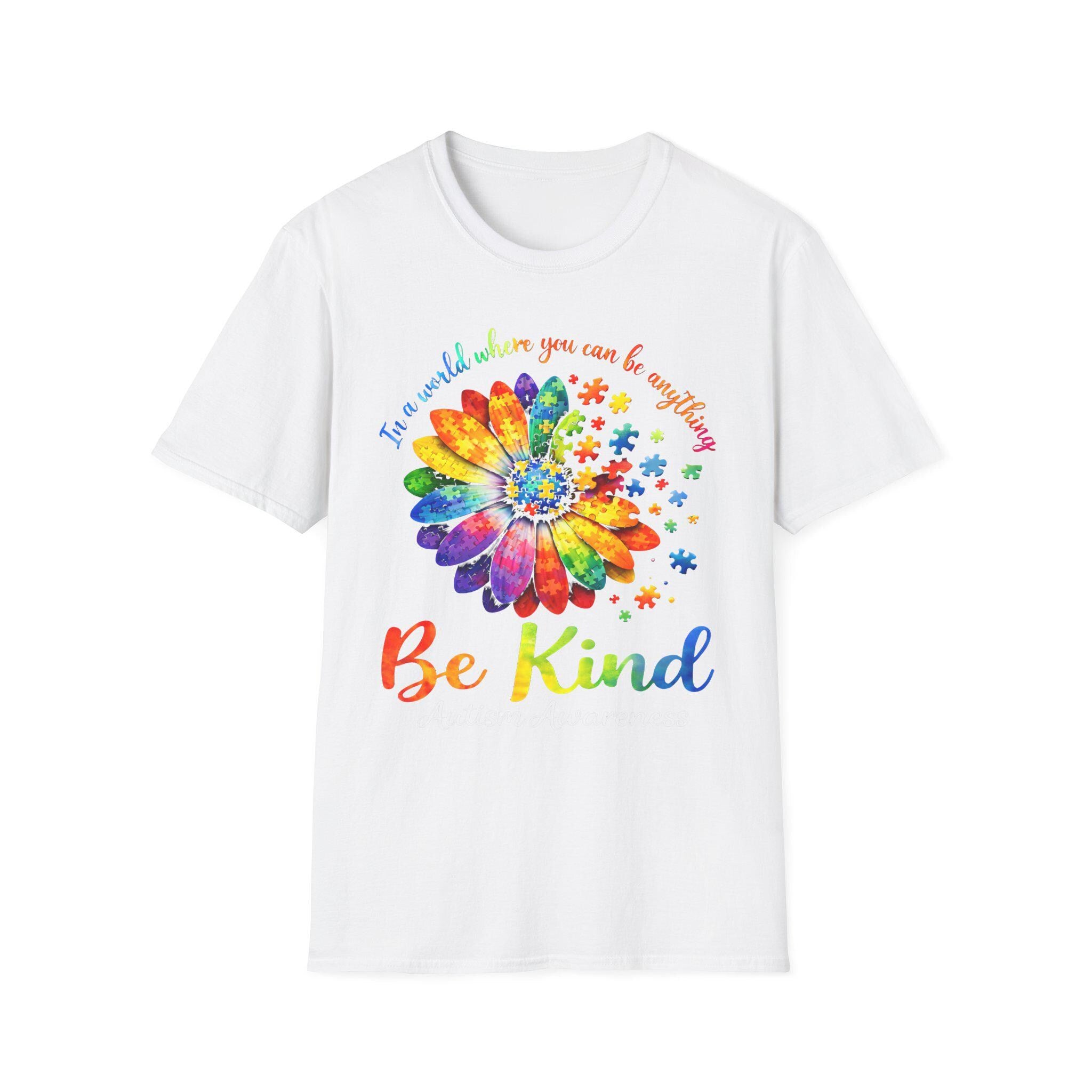 Be Kind Rainbow Daisy T-Shirt | Inspirational Kindness Floral Tee
