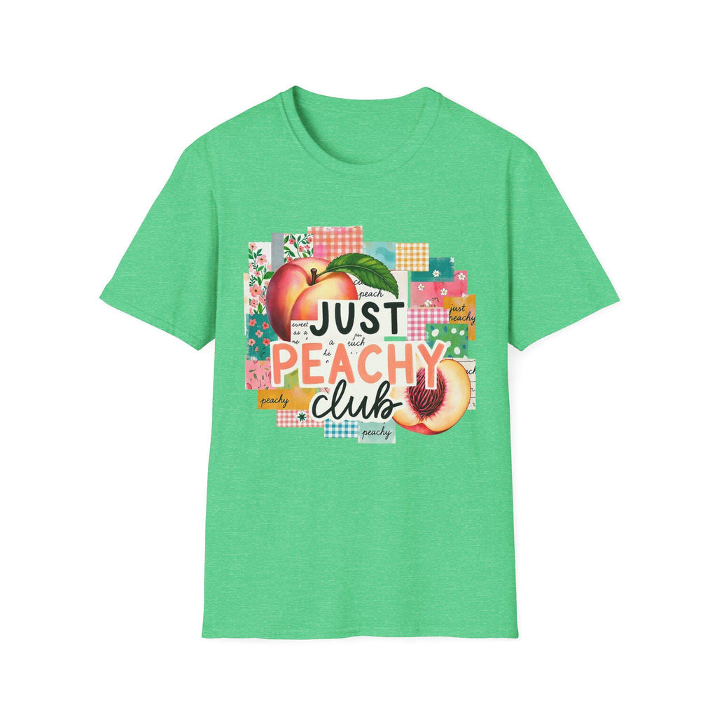 Just Peachy Club T-Shirt | Peach Graphic, Retro Patchwork Design
