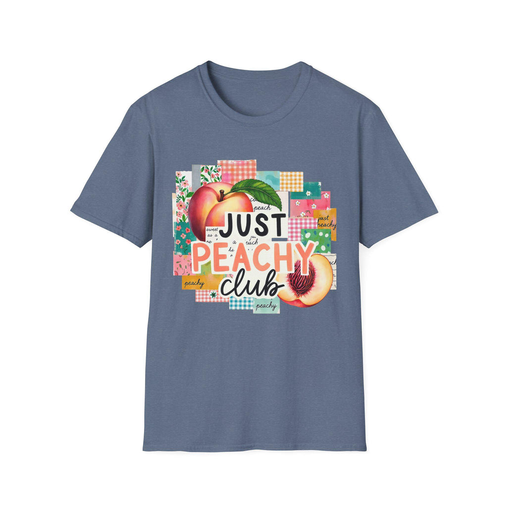 Just Peachy Club T-Shirt | Peach Graphic, Retro Patchwork Design