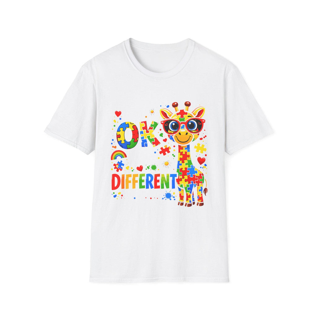 Autism Awareness Giraffe T-Shirt | Be Different Puzzle Piece Design