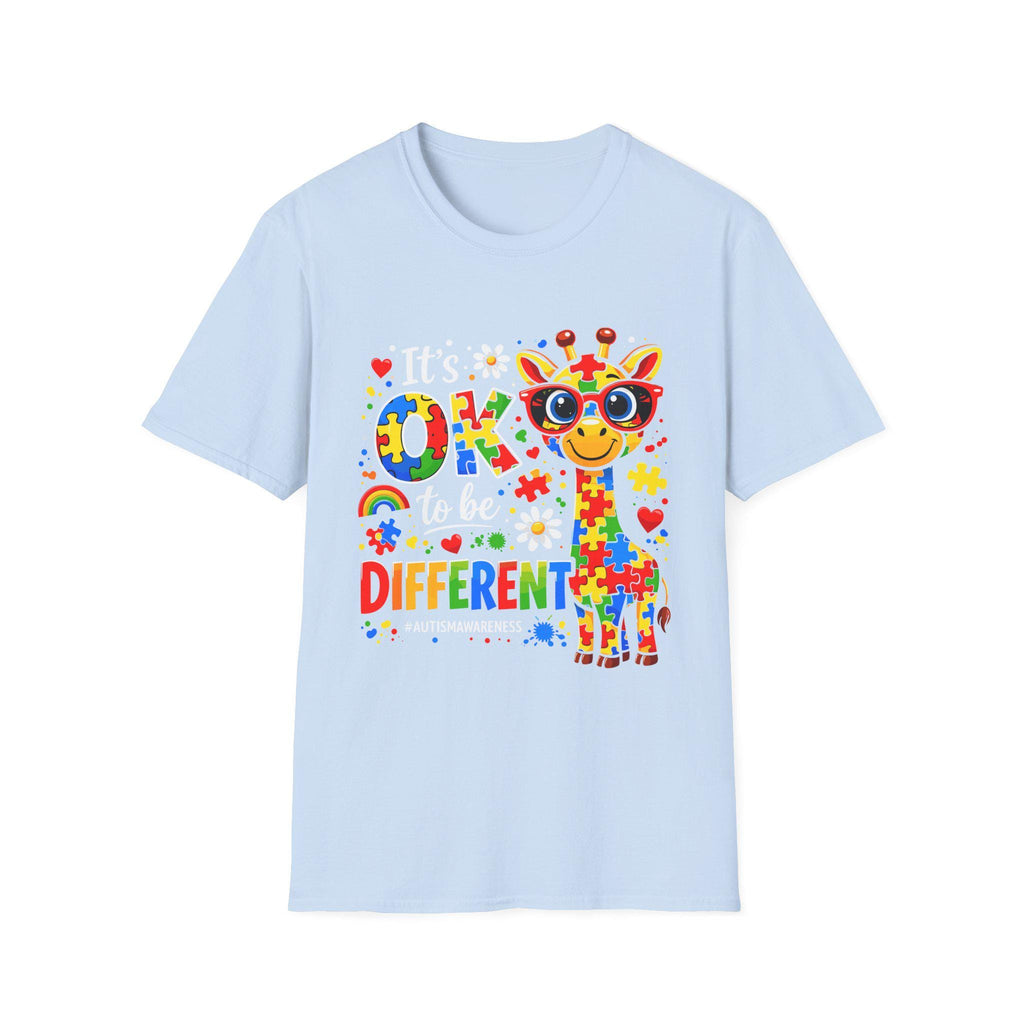 Autism Awareness Giraffe T-Shirt | Be Different Puzzle Piece Design