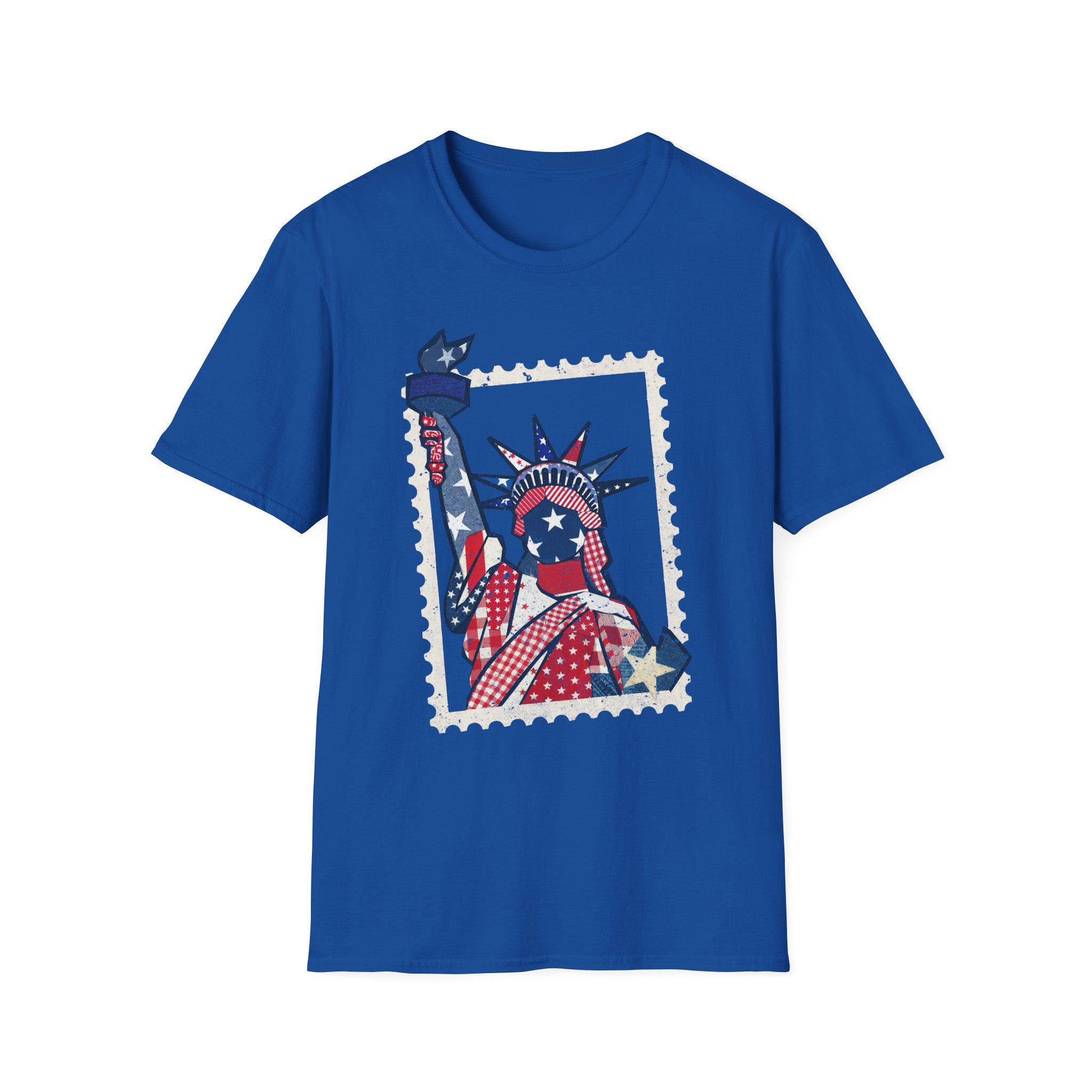 Patriotic Statue of Liberty Illustration T-Shirt | American Flag Graphic