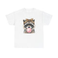 Raccoon Bubblegum Tee | Hand-Drawn Animal Illustration, Leopard Headband, Glasses