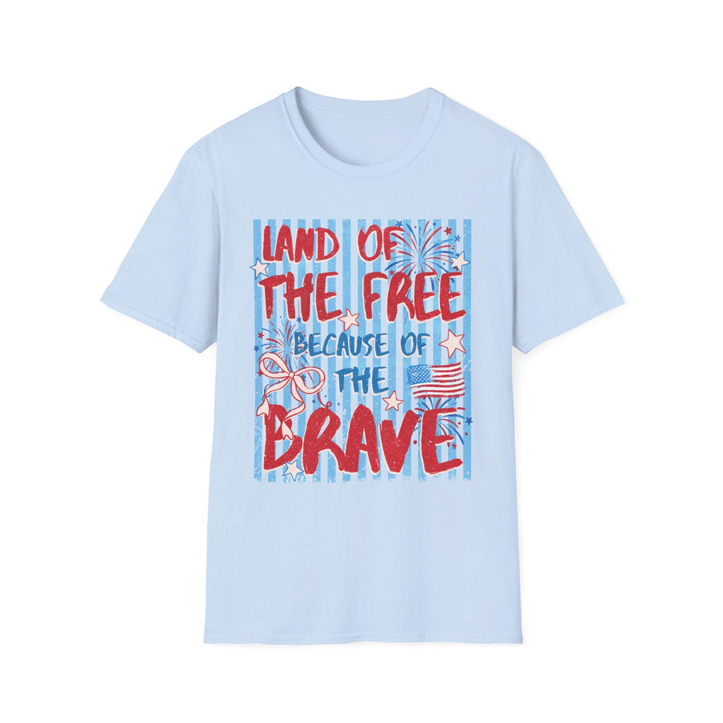 Land of the Free Because of the Brave T-Shirt | Patriotic American Flag