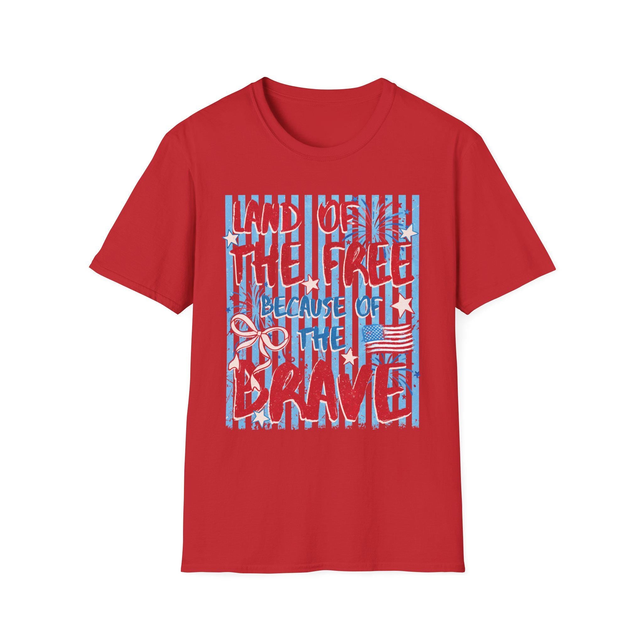 Land of the Free Because of the Brave T-Shirt | Patriotic American Flag