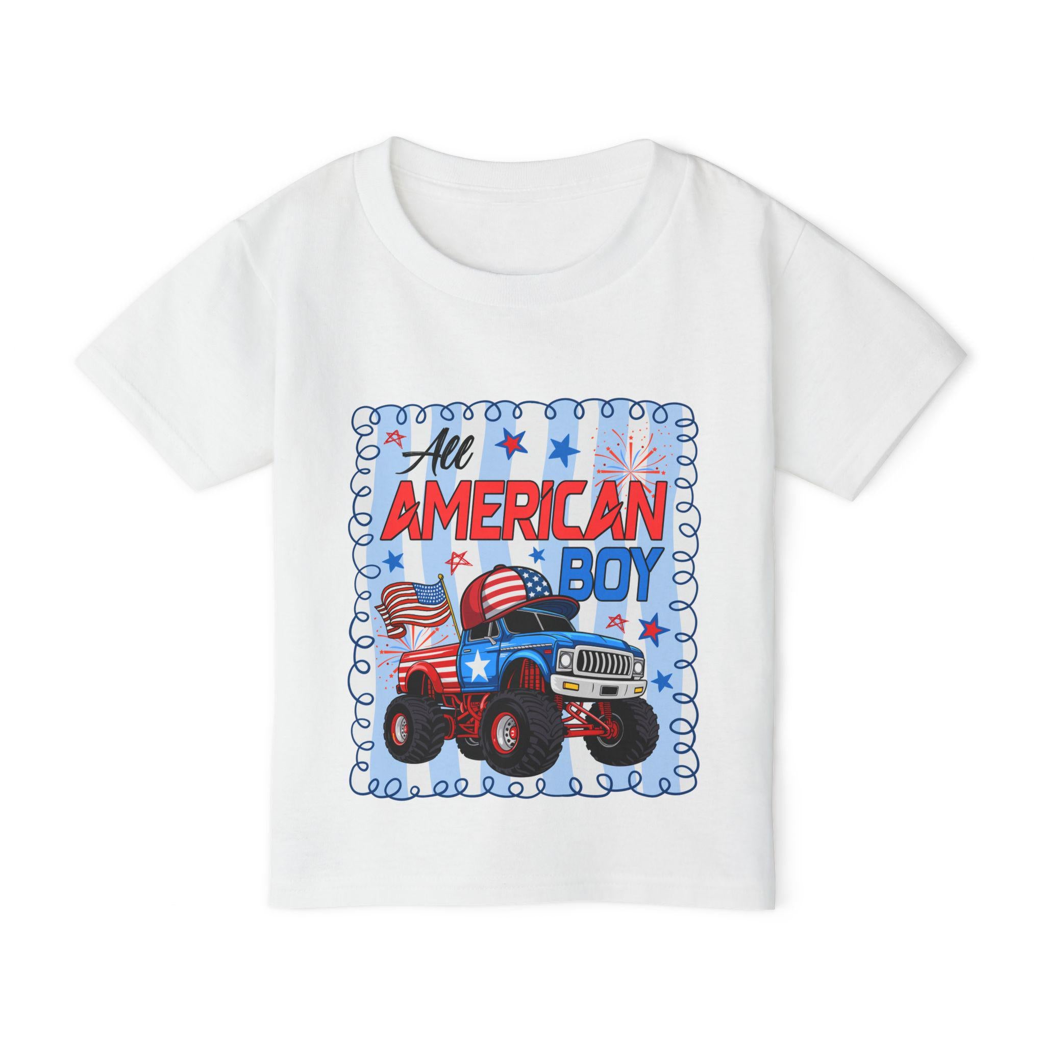 All American Boy Monster Truck Toddler T-shirt | Patriotic USA Stars Stripes
