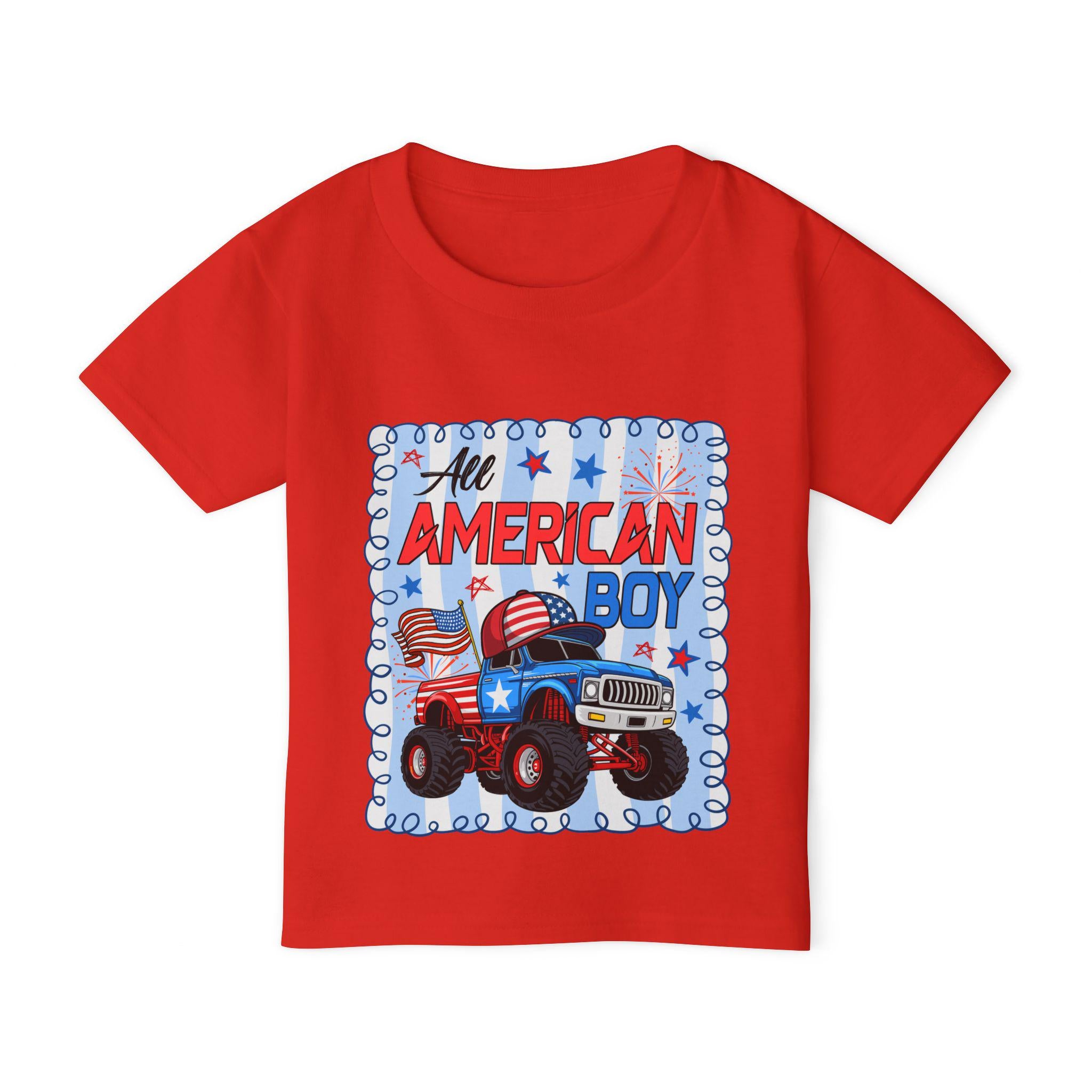 All American Boy Monster Truck Toddler T-shirt | Patriotic USA Stars Stripes