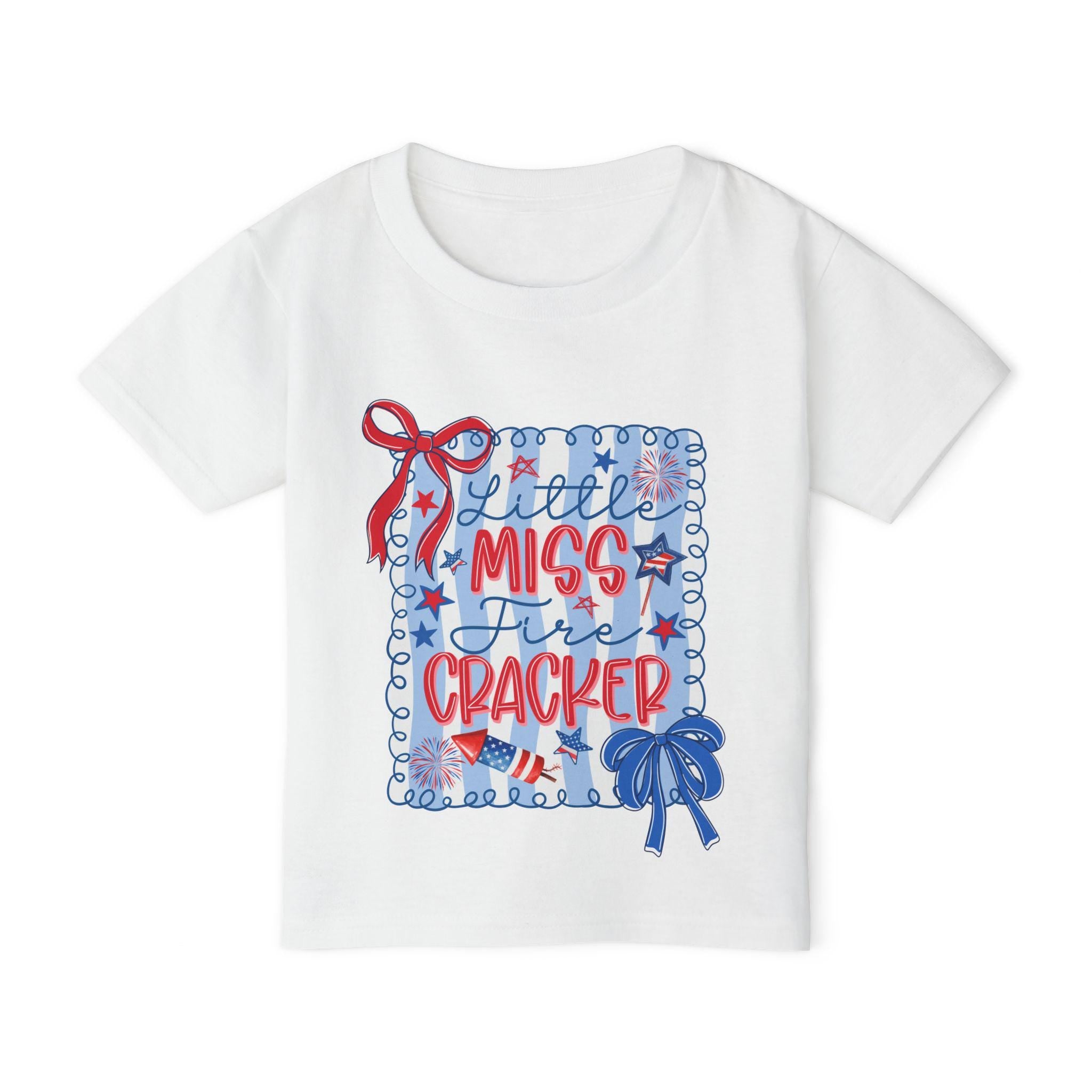 Little Miss Firecracker Toddler T-shirt | Patriotic Fourth of July Red Blue