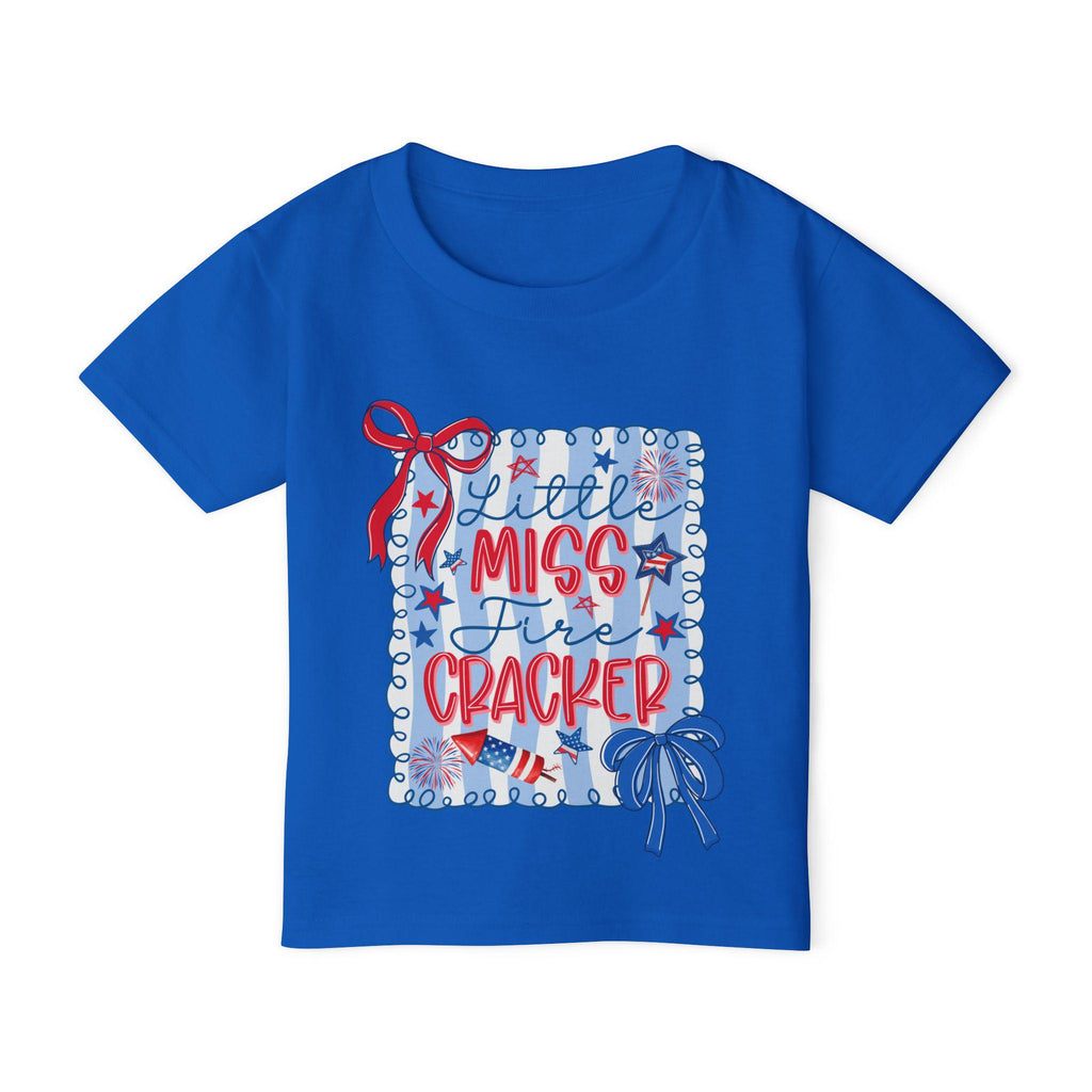 Little Miss Firecracker Toddler T-shirt | Patriotic Fourth of July Red Blue