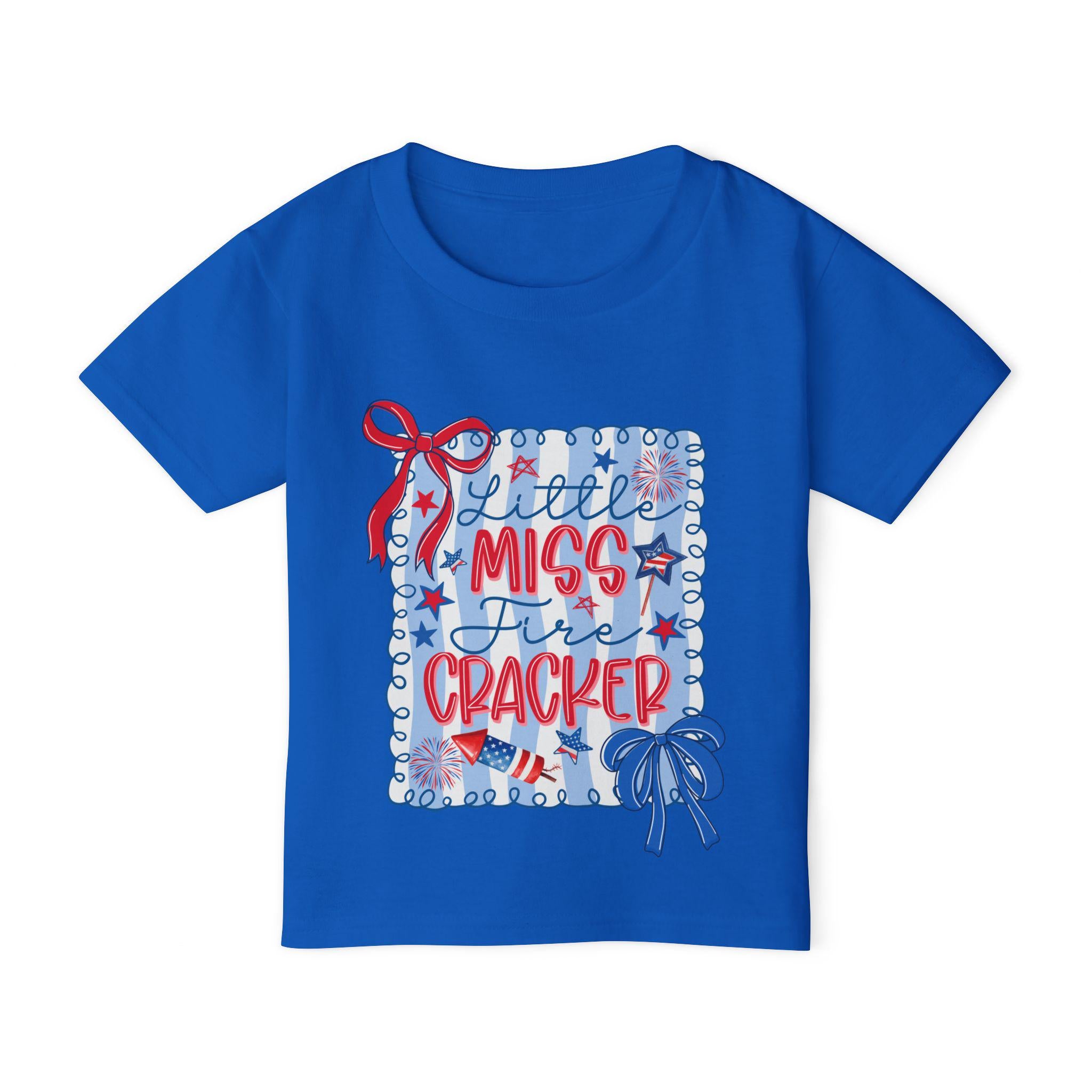 Little Miss Firecracker Toddler T-shirt | Patriotic Fourth of July Red Blue
