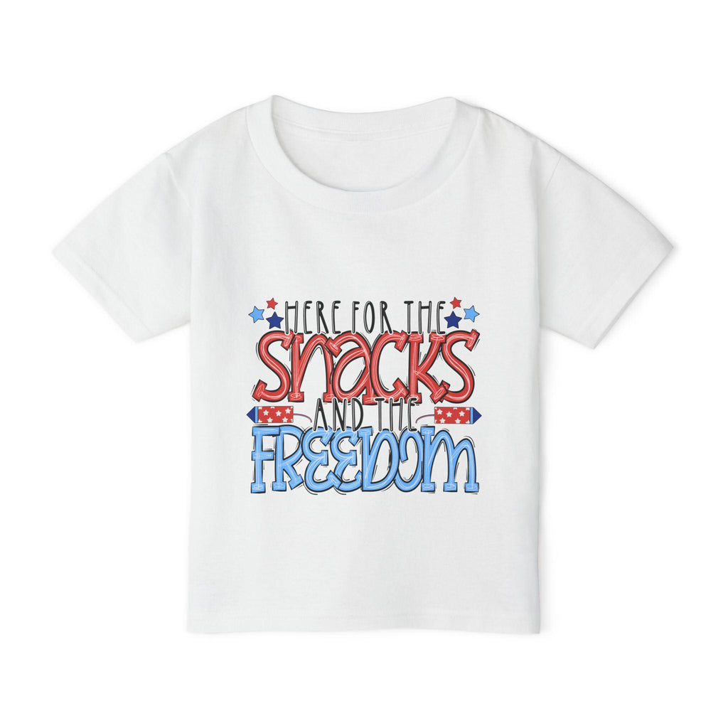 Here for the Snacks and the Freedom Toddler T-shirt | Patriotic 4th of July Kids Tee