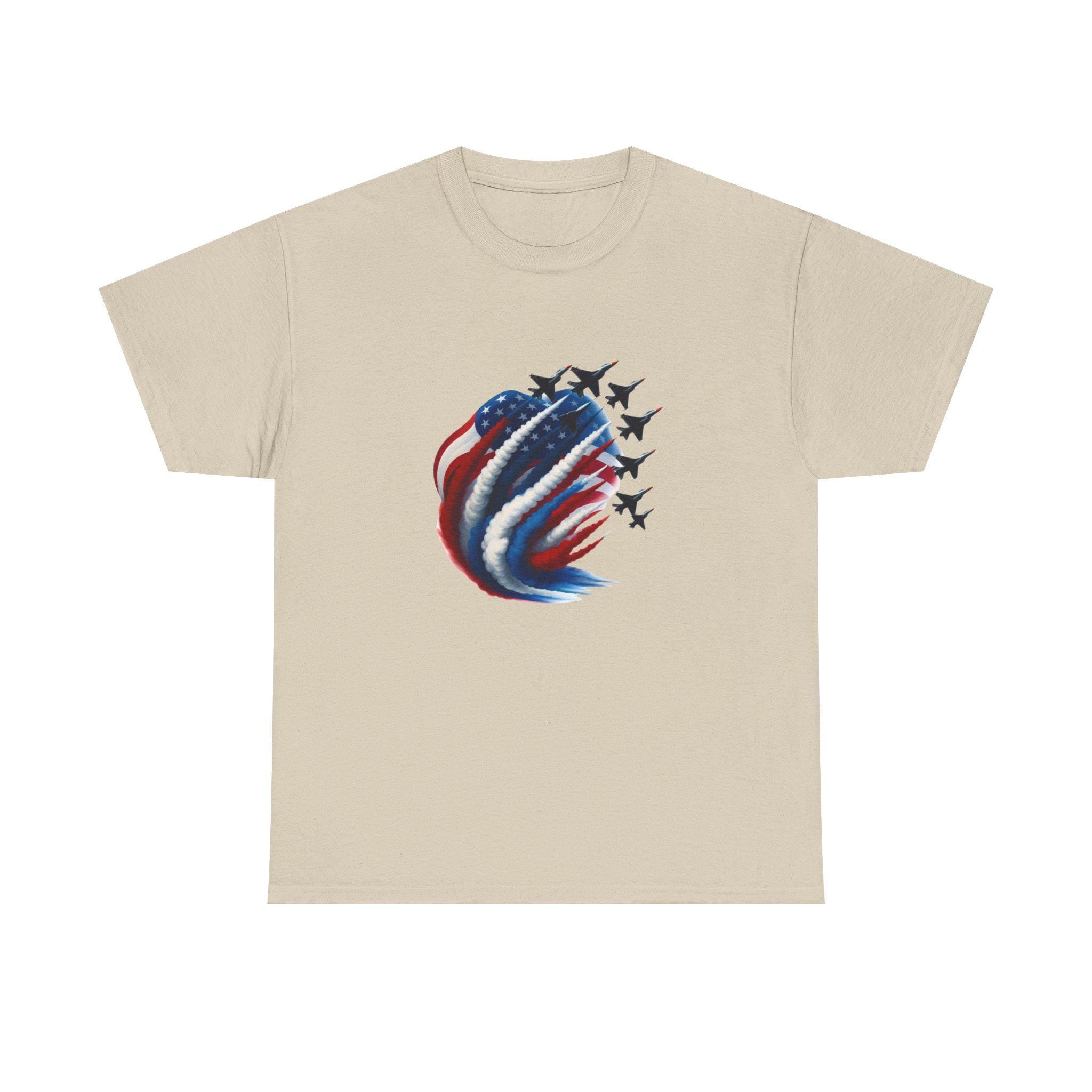 American Flag Jet Formation T-Shirt | Patriotic Military Airshow Tee