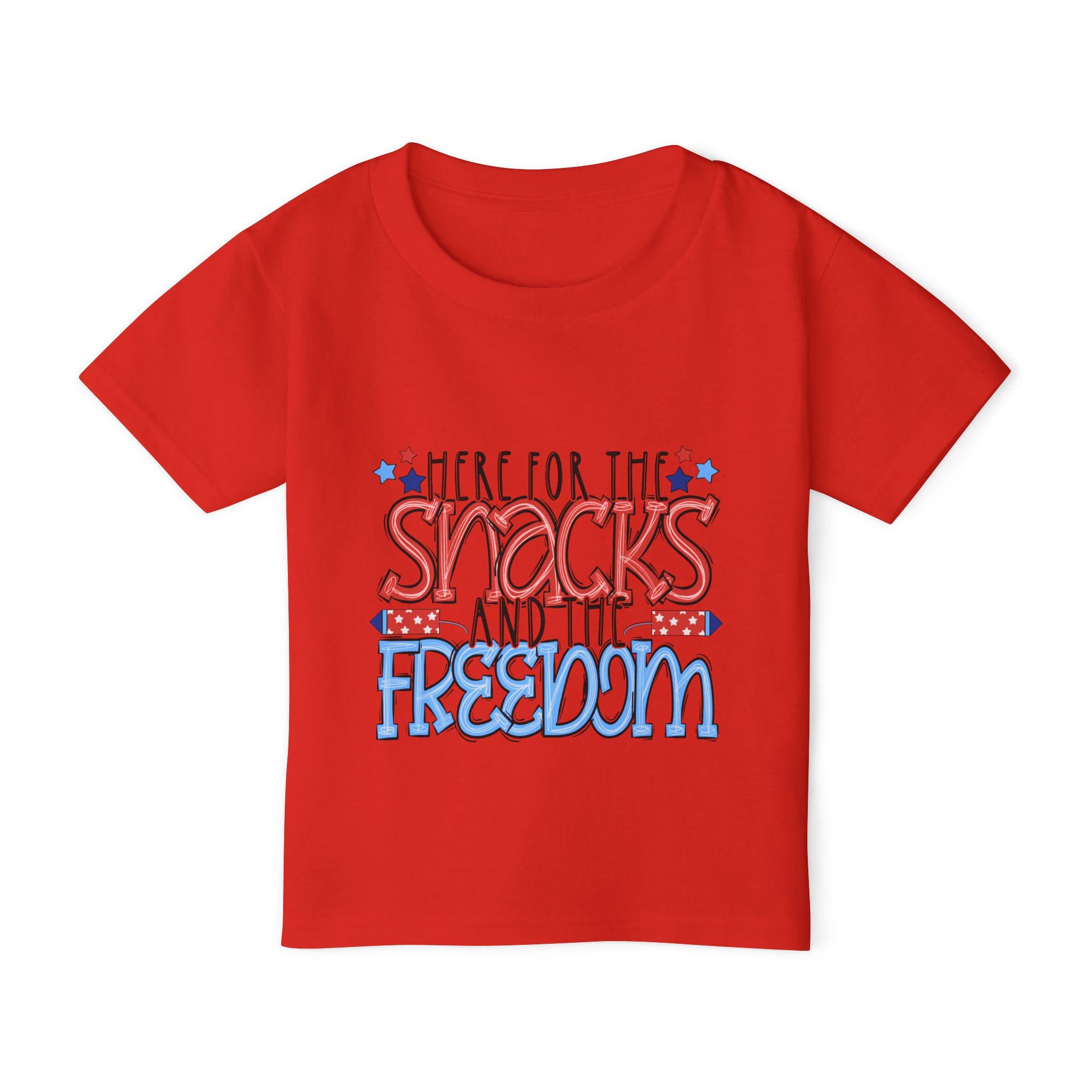 Here for the Snacks and the Freedom Toddler T-shirt | Patriotic 4th of July Kids Tee