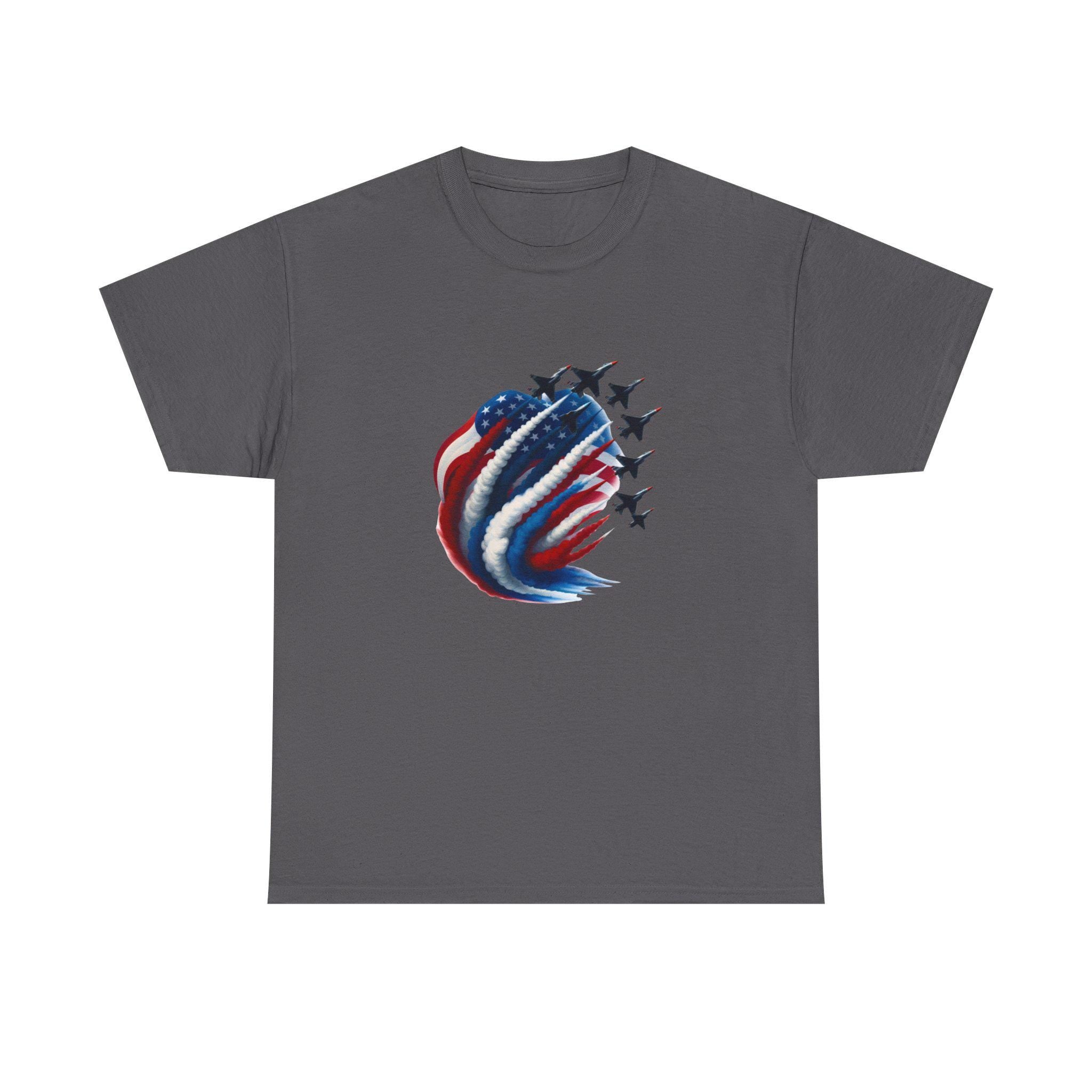 American Flag Jet Formation T-Shirt | Patriotic Military Airshow Tee