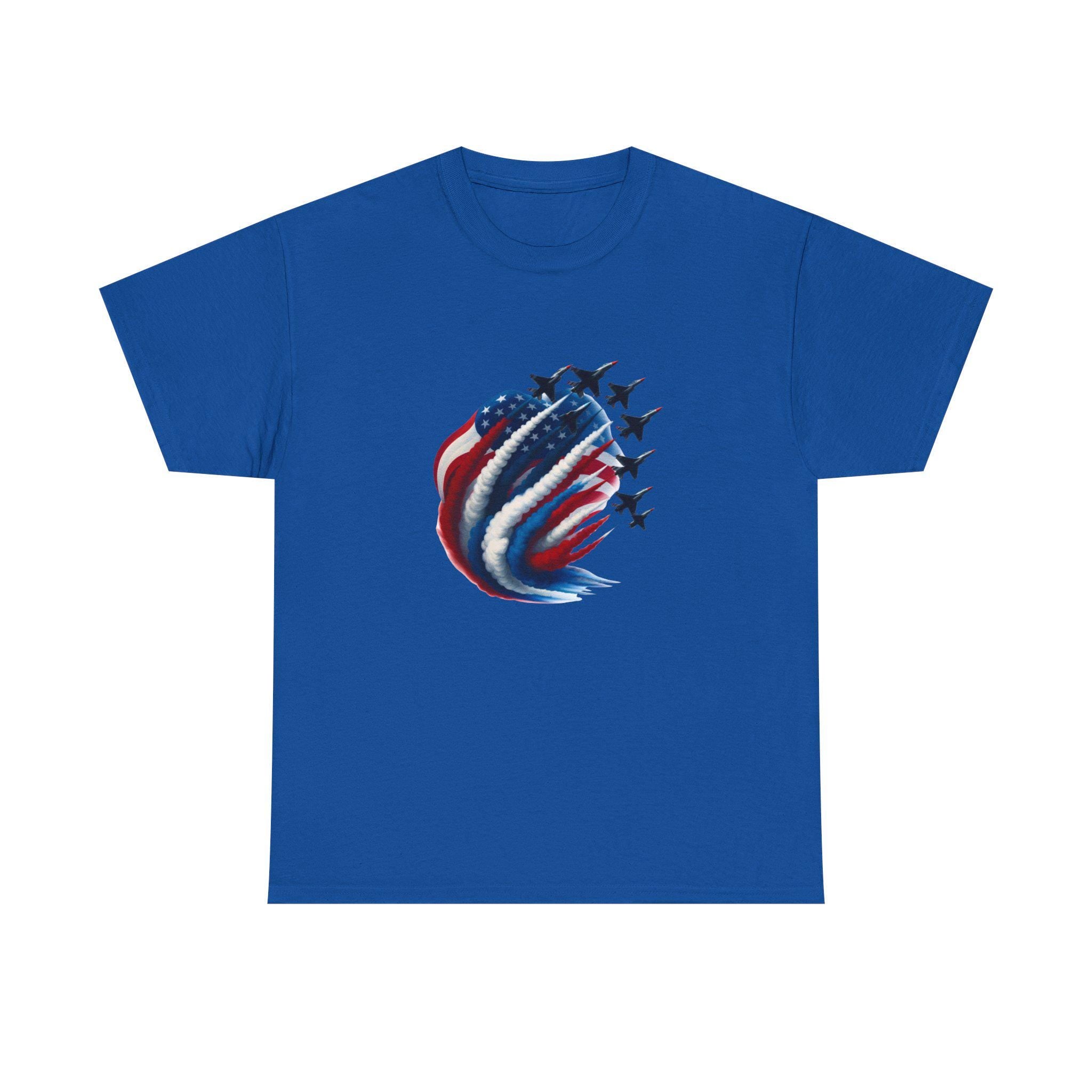 American Flag Jet Formation T-Shirt | Patriotic Military Airshow Tee