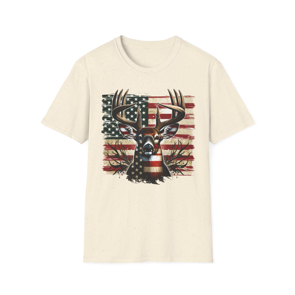 Patriotic Deer Buck T-Shirt | American Flag Deer Head Tee