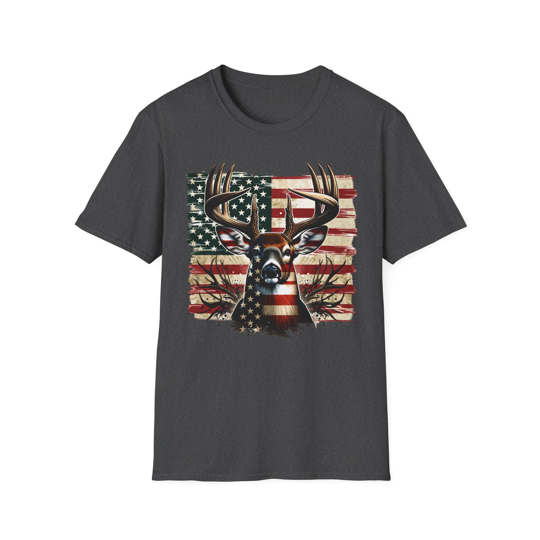 Patriotic Deer Buck T-Shirt | American Flag Deer Head Tee