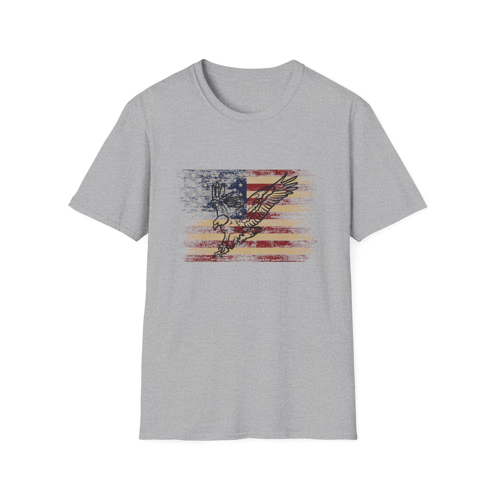 Distressed American Flag with Guitar T-Shirt | Vintage Music USA Tee