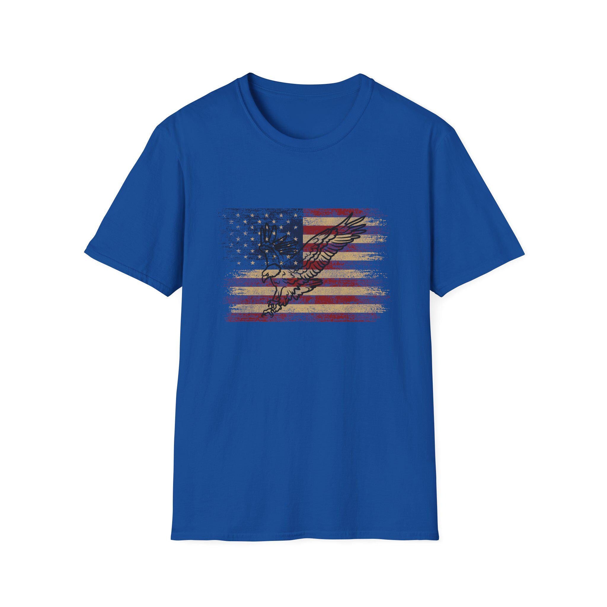 Distressed American Flag with Guitar T-Shirt | Vintage Music USA Tee