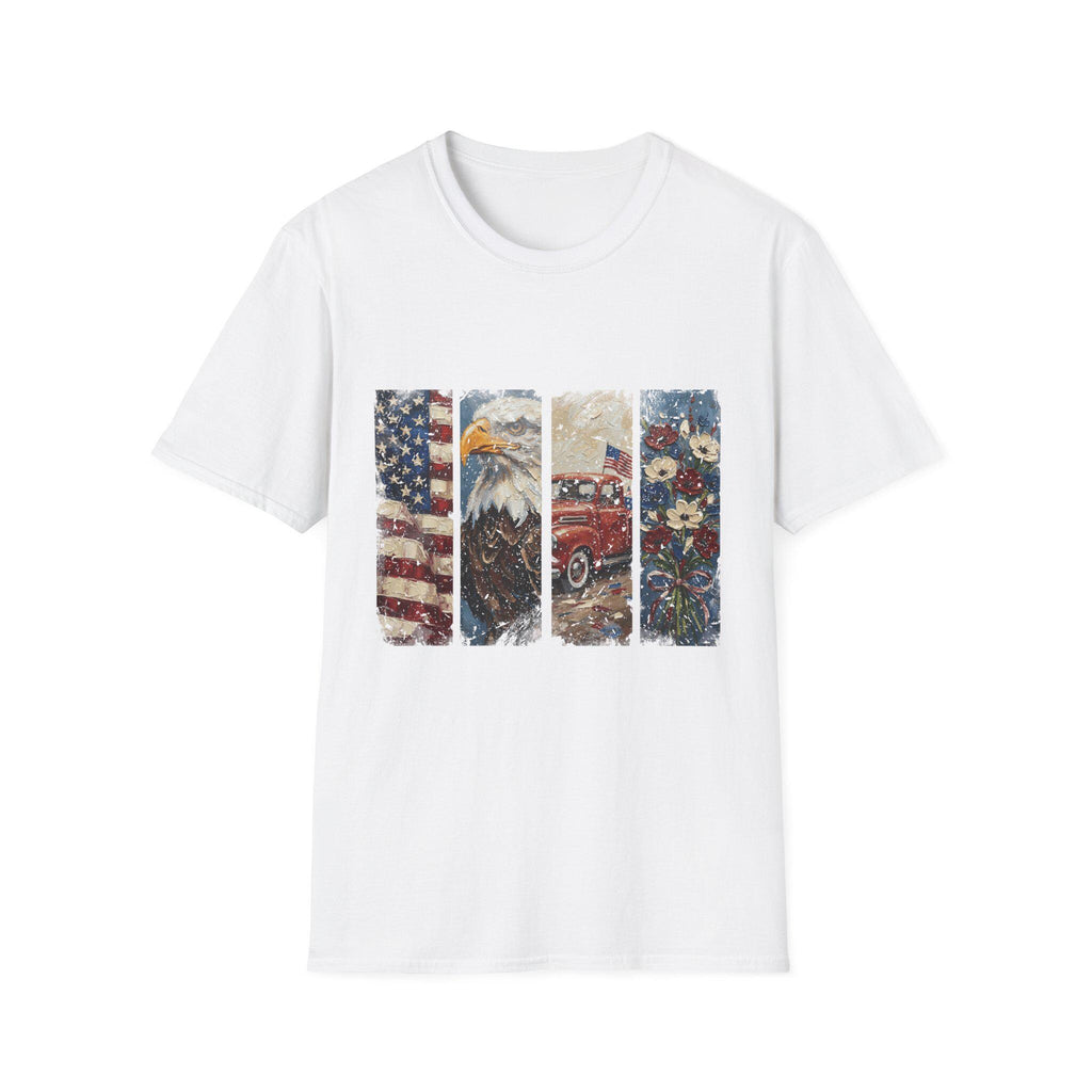American Flag Eagle Vintage Truck T-Shirt | Patriotic Americana Distressed