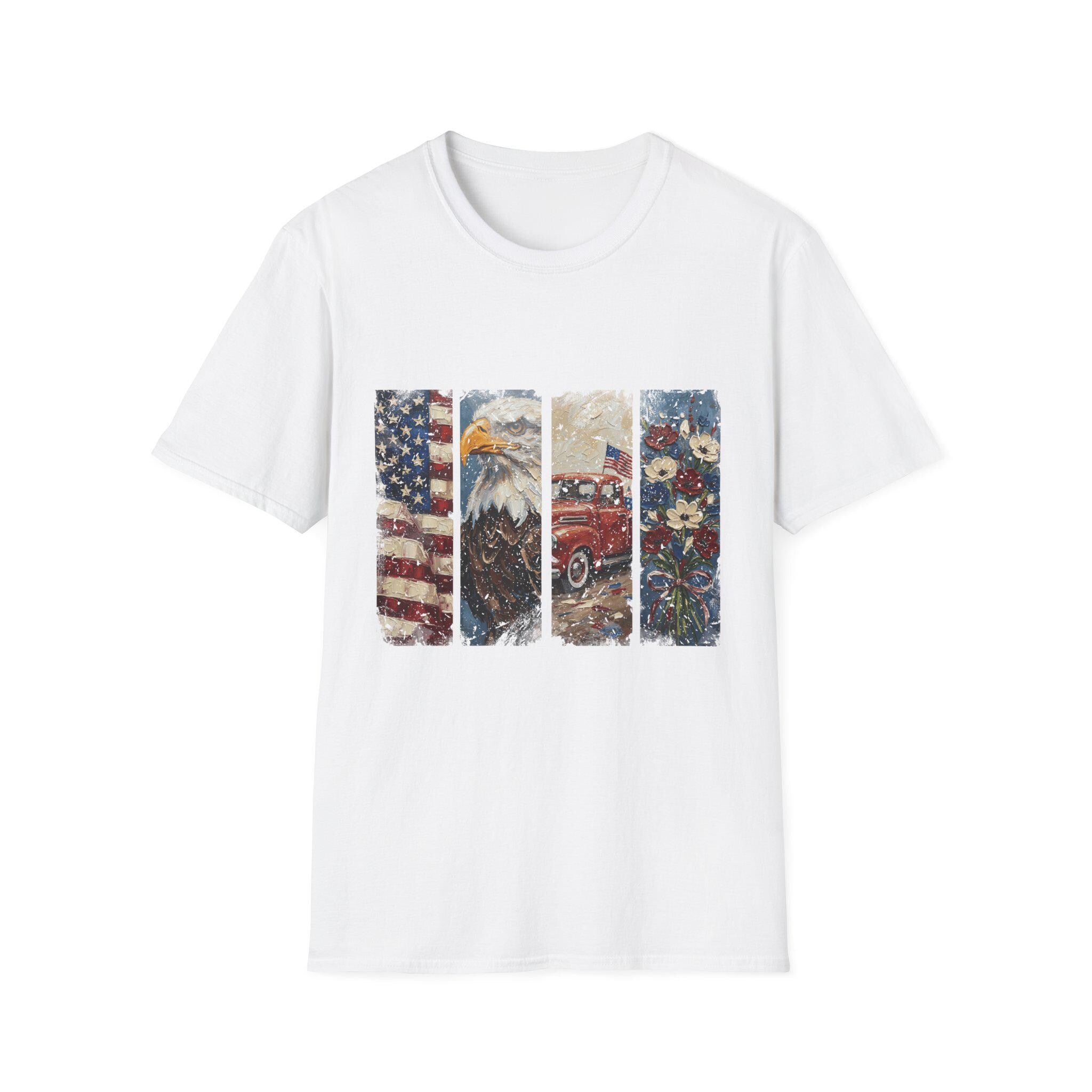 American Flag Eagle Vintage Truck T-Shirt | Patriotic Americana Distressed