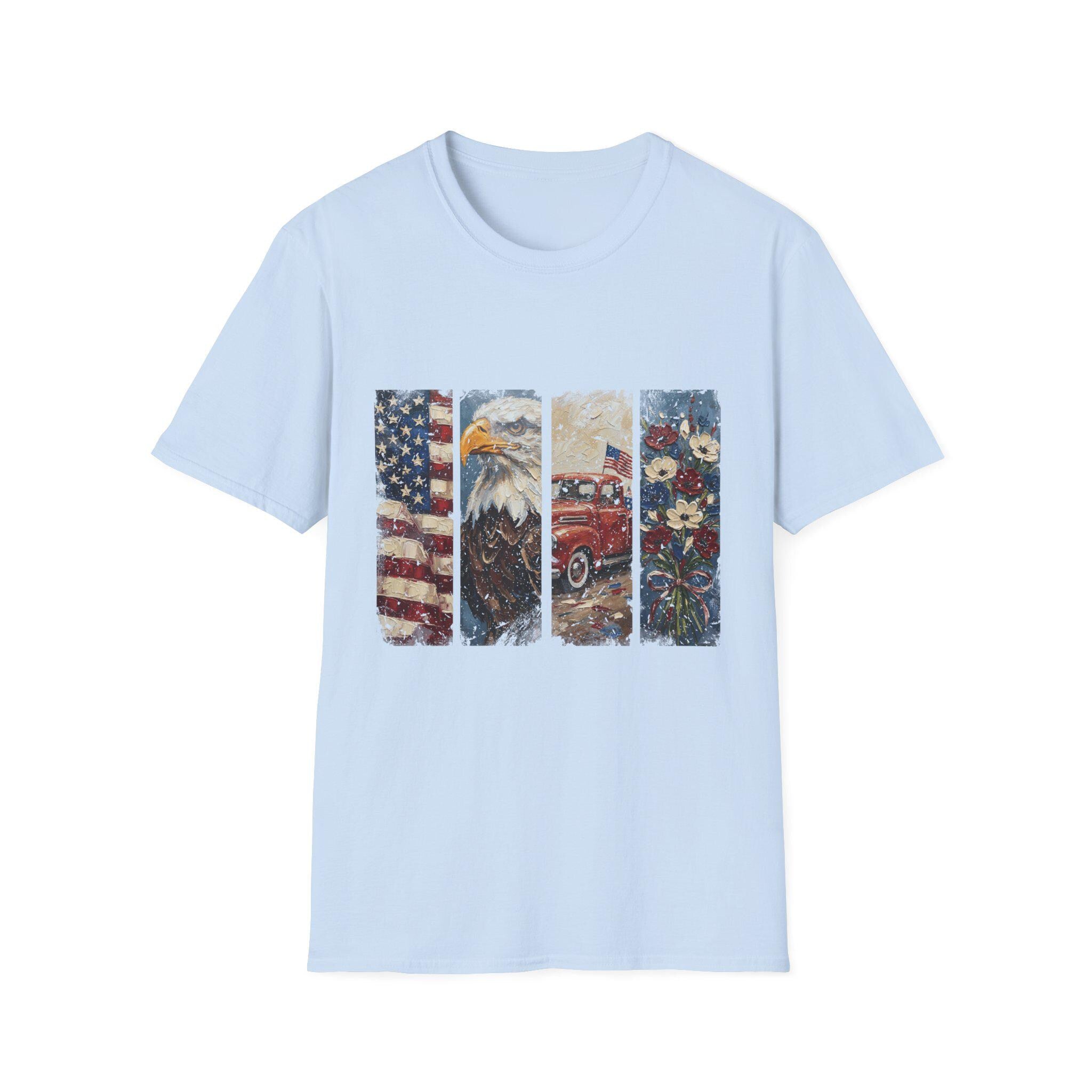 American Flag Eagle Vintage Truck T-Shirt | Patriotic Americana Distressed