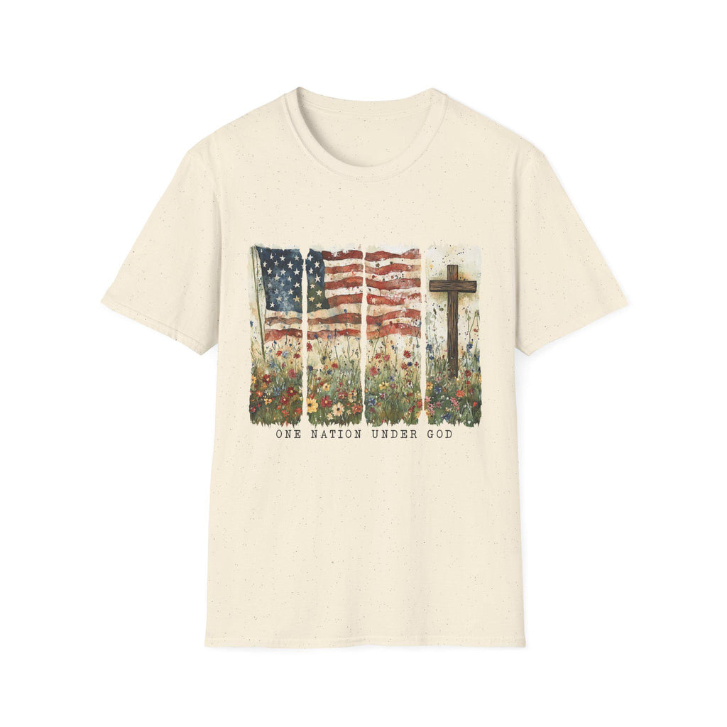American flag and cross floral design T-Shirt | Use Nations Under God