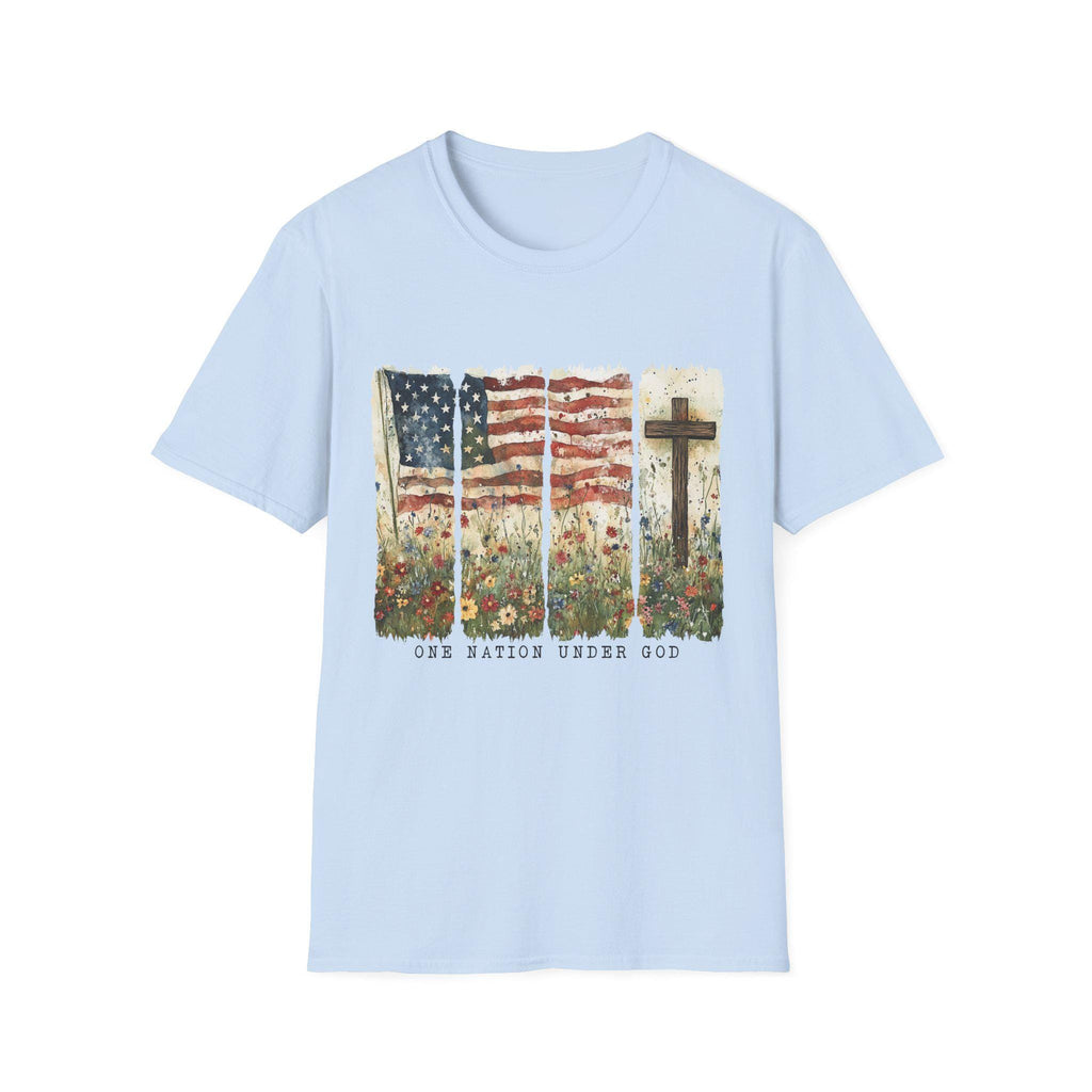 American flag and cross floral design T-Shirt | Use Nations Under God