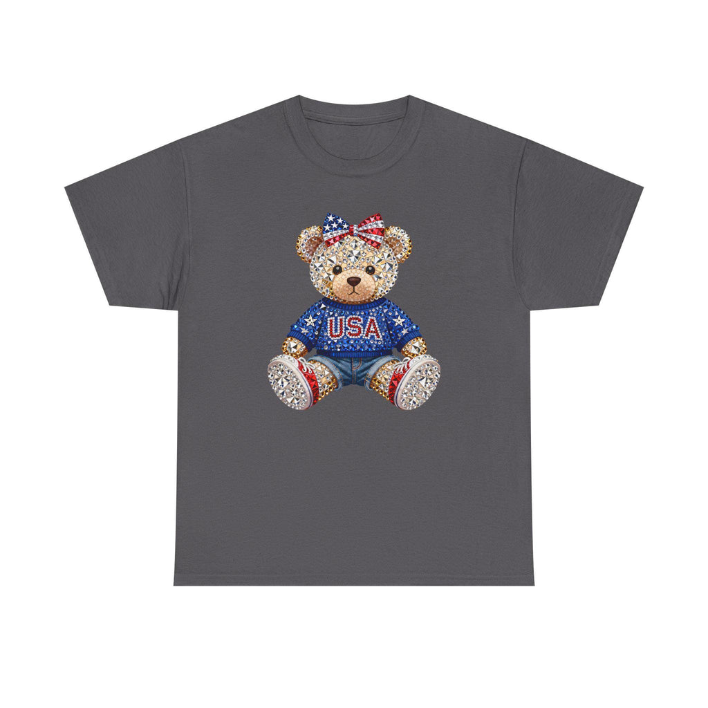 Patriotic Teddy Bear USA Tee | American Flag Bow T-Shirt