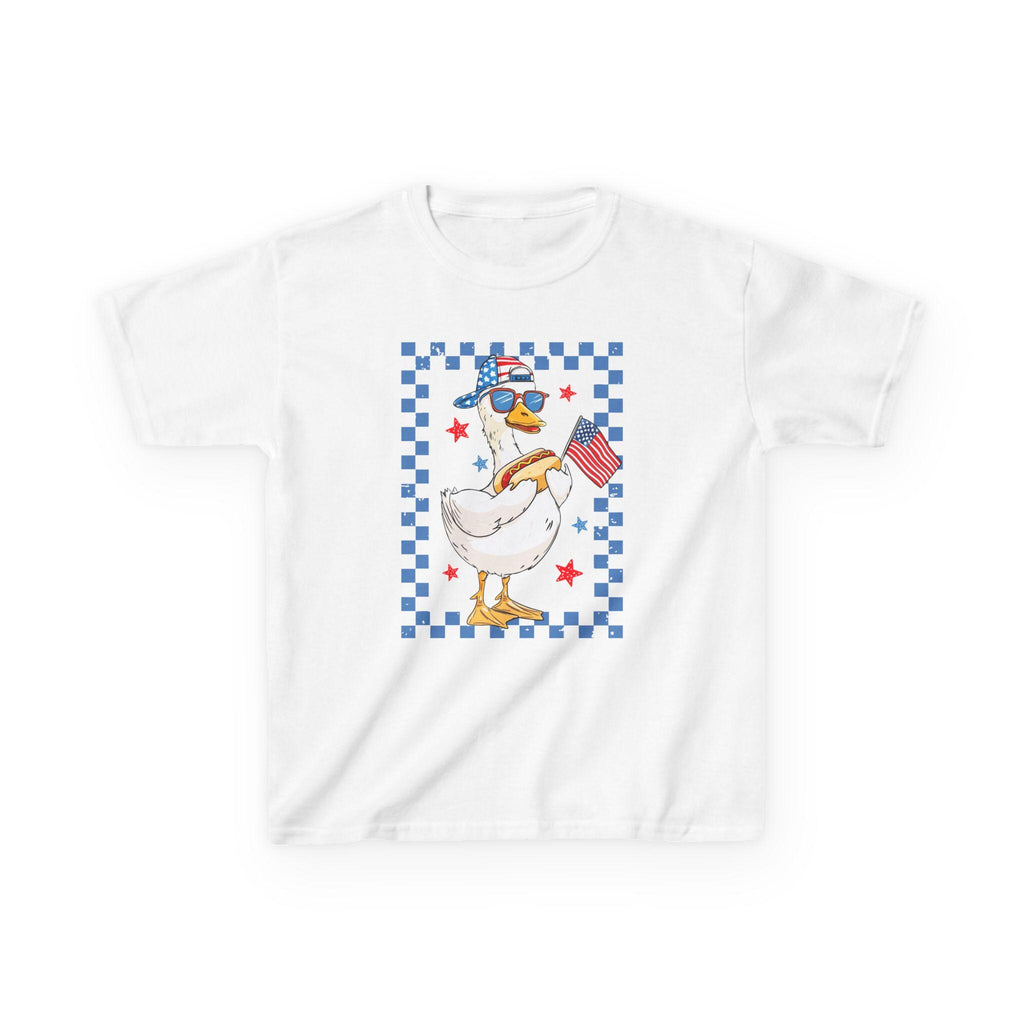 Patriotic Duck holding American Flag Kids Tee | Fourth of July, Stars & Stripes