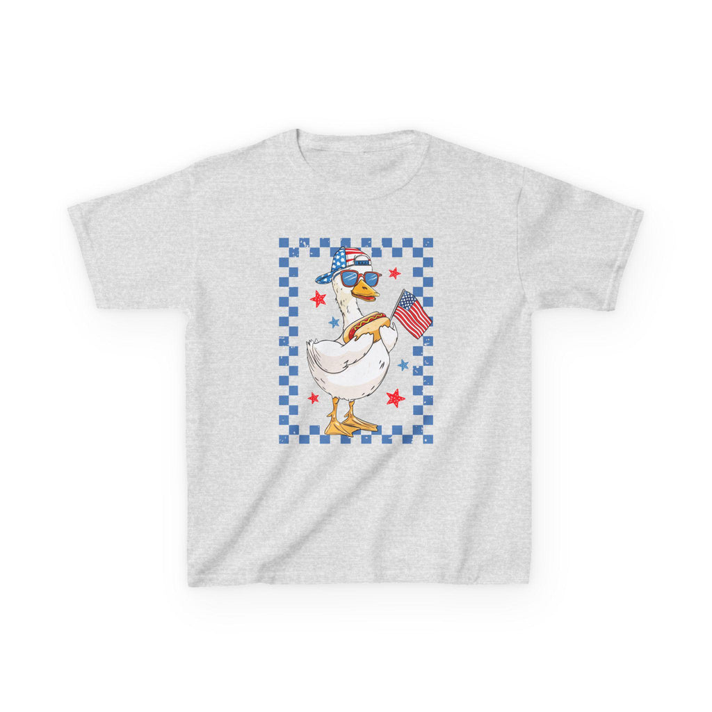 Patriotic Duck holding American Flag Kids Tee | Fourth of July, Stars & Stripes