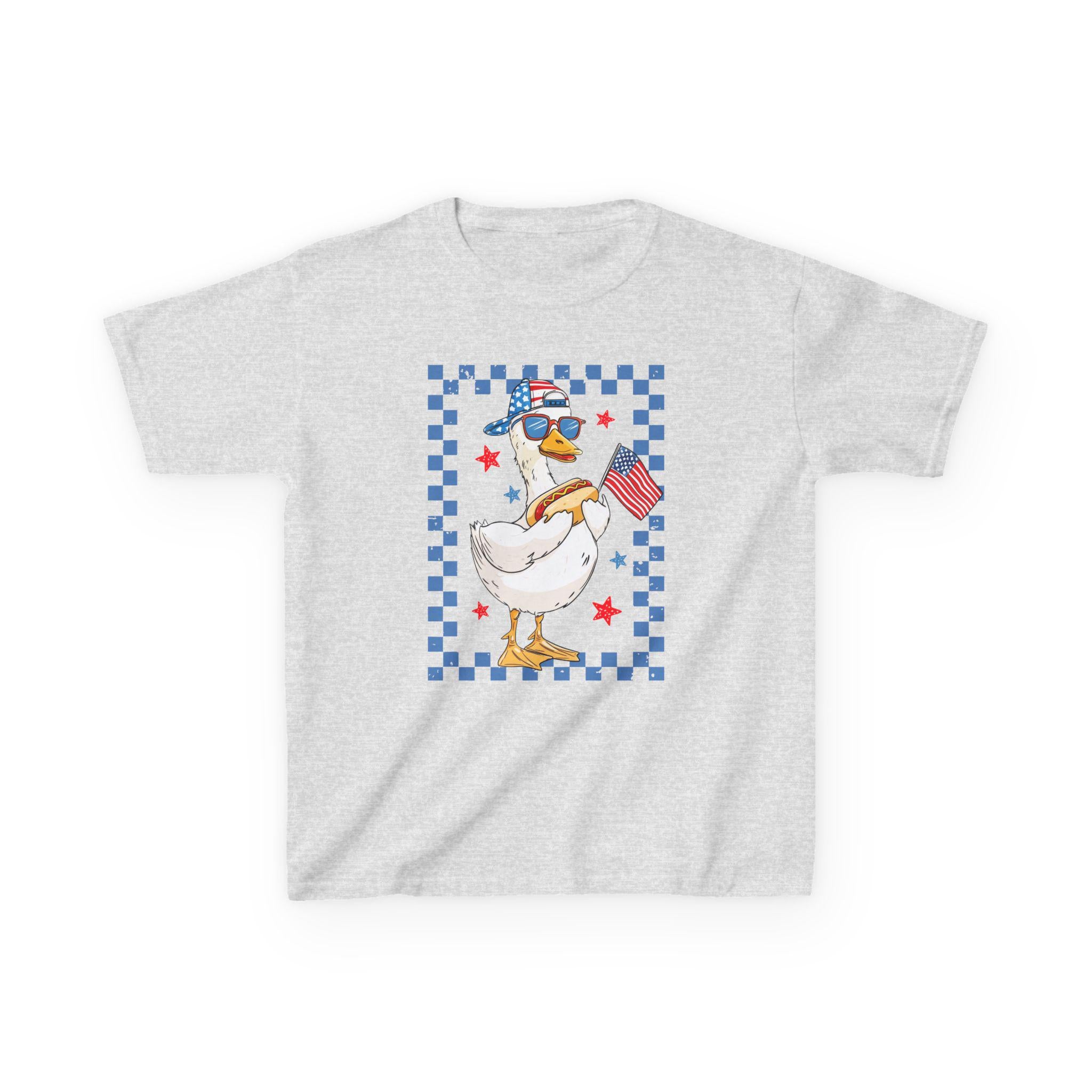 Patriotic Duck holding American Flag Kids Tee | Fourth of July, Stars & Stripes