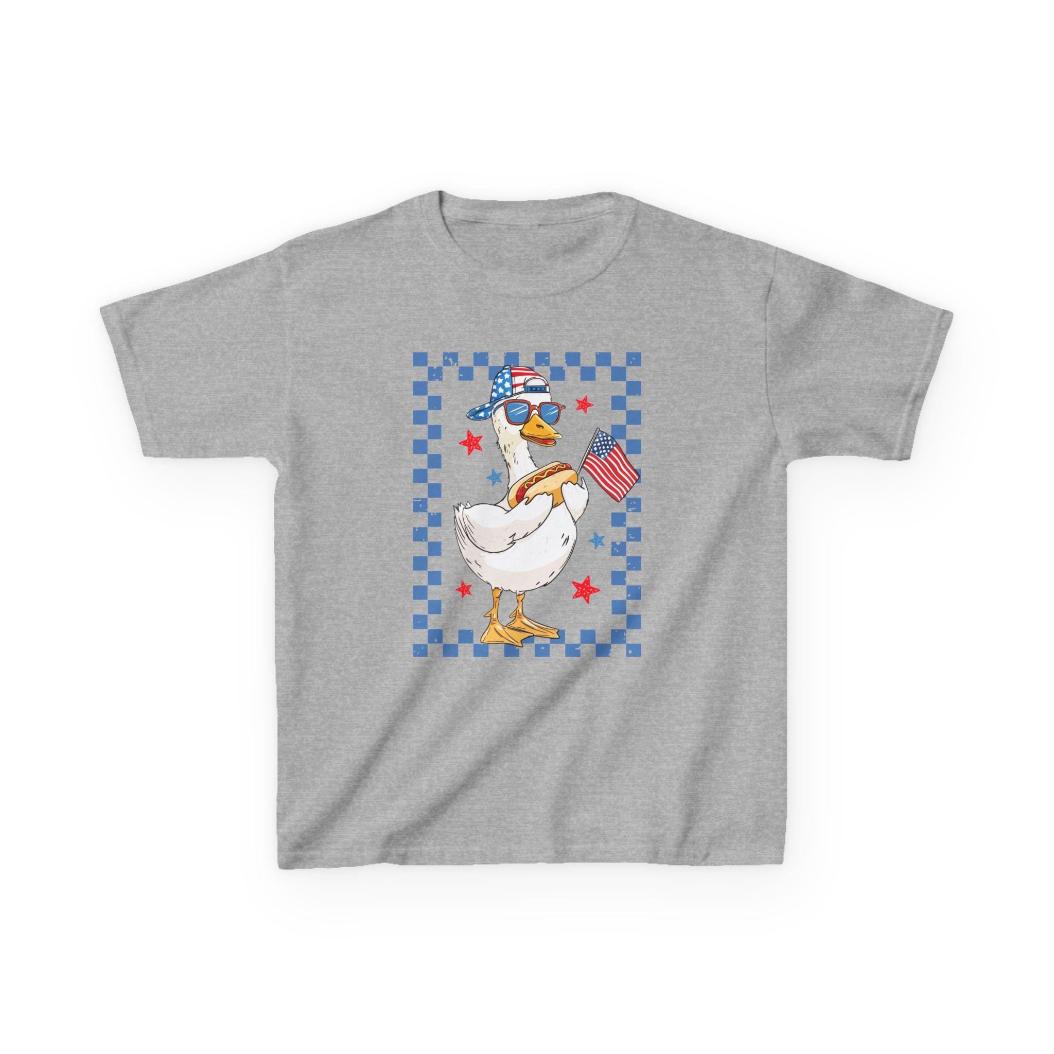 Patriotic Duck holding American Flag Kids Tee | Fourth of July, Stars & Stripes
