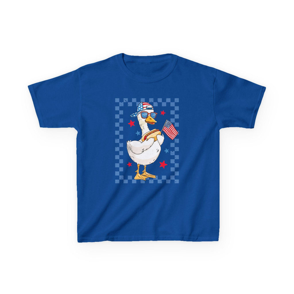 Patriotic Duck holding American Flag Kids Tee | Fourth of July, Stars & Stripes