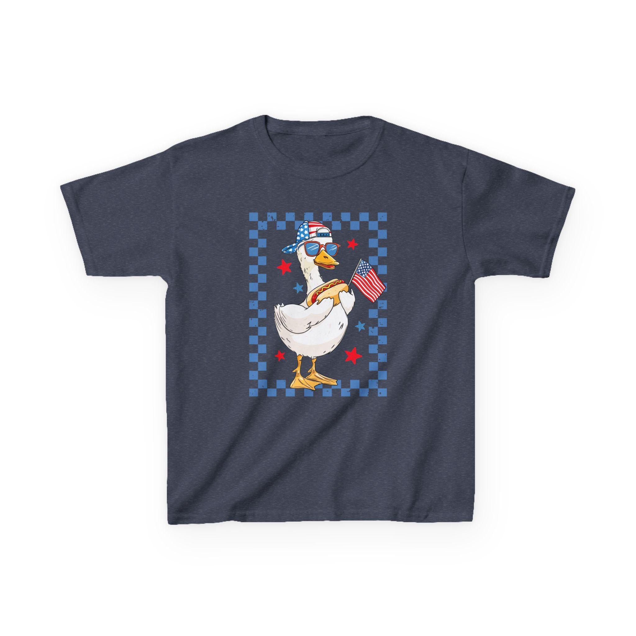 Patriotic Duck holding American Flag Kids Tee | Fourth of July, Stars & Stripes
