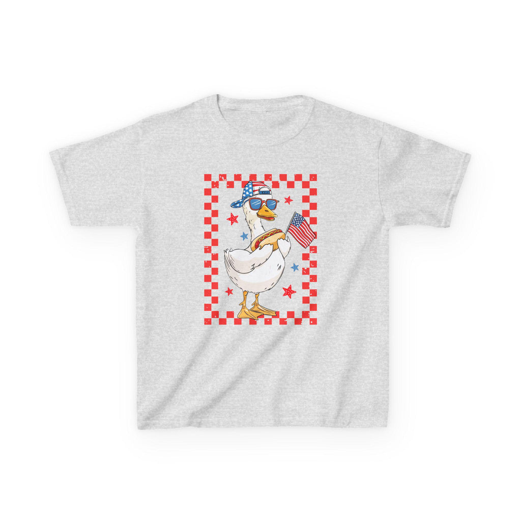 Patriotic Duck Kids Tee | American Flag, Stars & Checkerboard