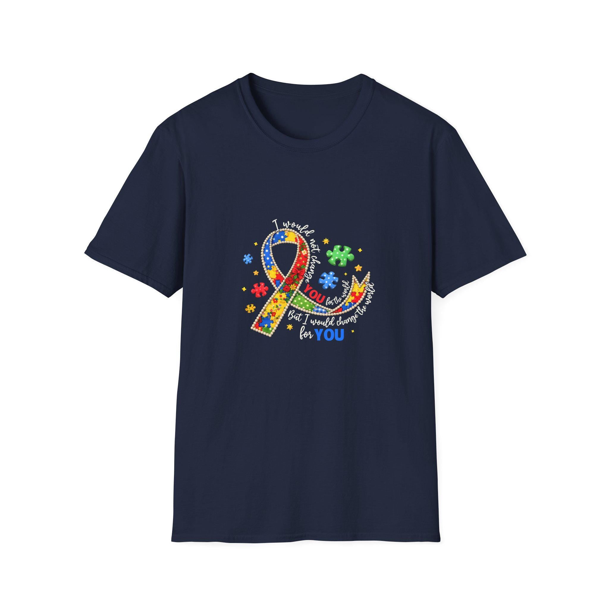 Autism Awareness Puzzle Ribbon T-Shirt | Colorful Support Design