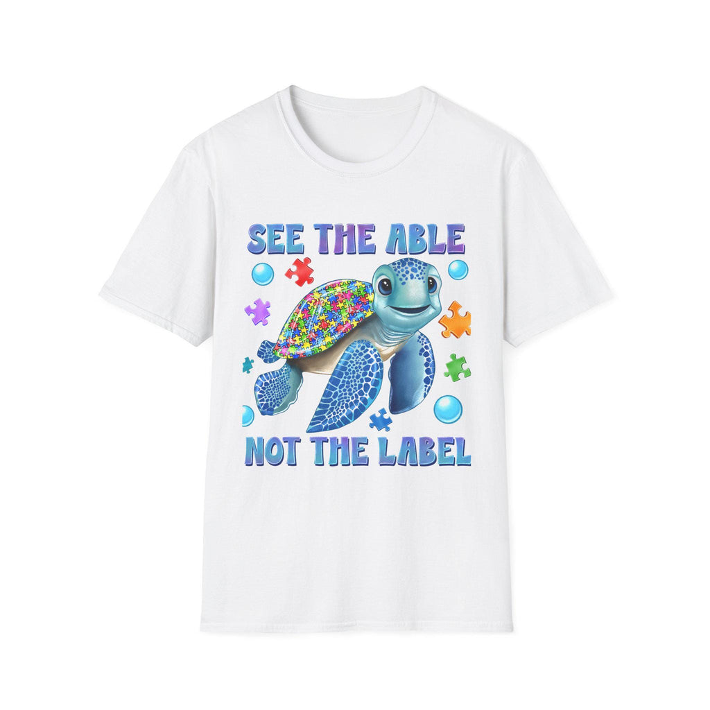 See The Able Not The Label Turtle T-Shirt | Autism Awareness Puzzle Design