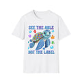 See The Able Not The Label Turtle T-Shirt | Autism Awareness Puzzle Design