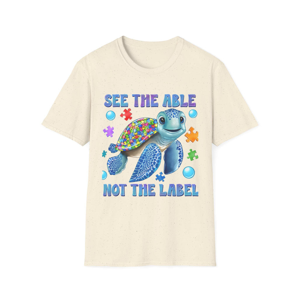 See The Able Not The Label Turtle T-Shirt | Autism Awareness Puzzle Design